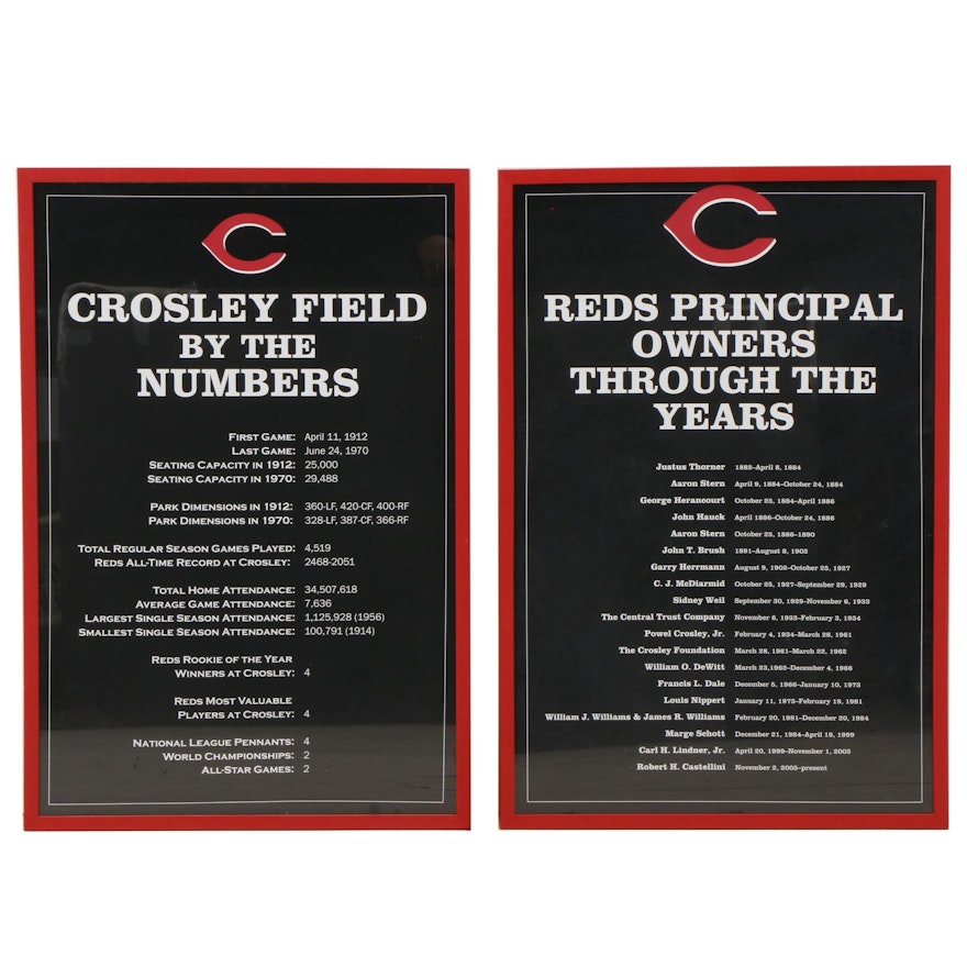 Cincinnati Reds Crosley Field and Principal Owners Framed Exhibit Displays