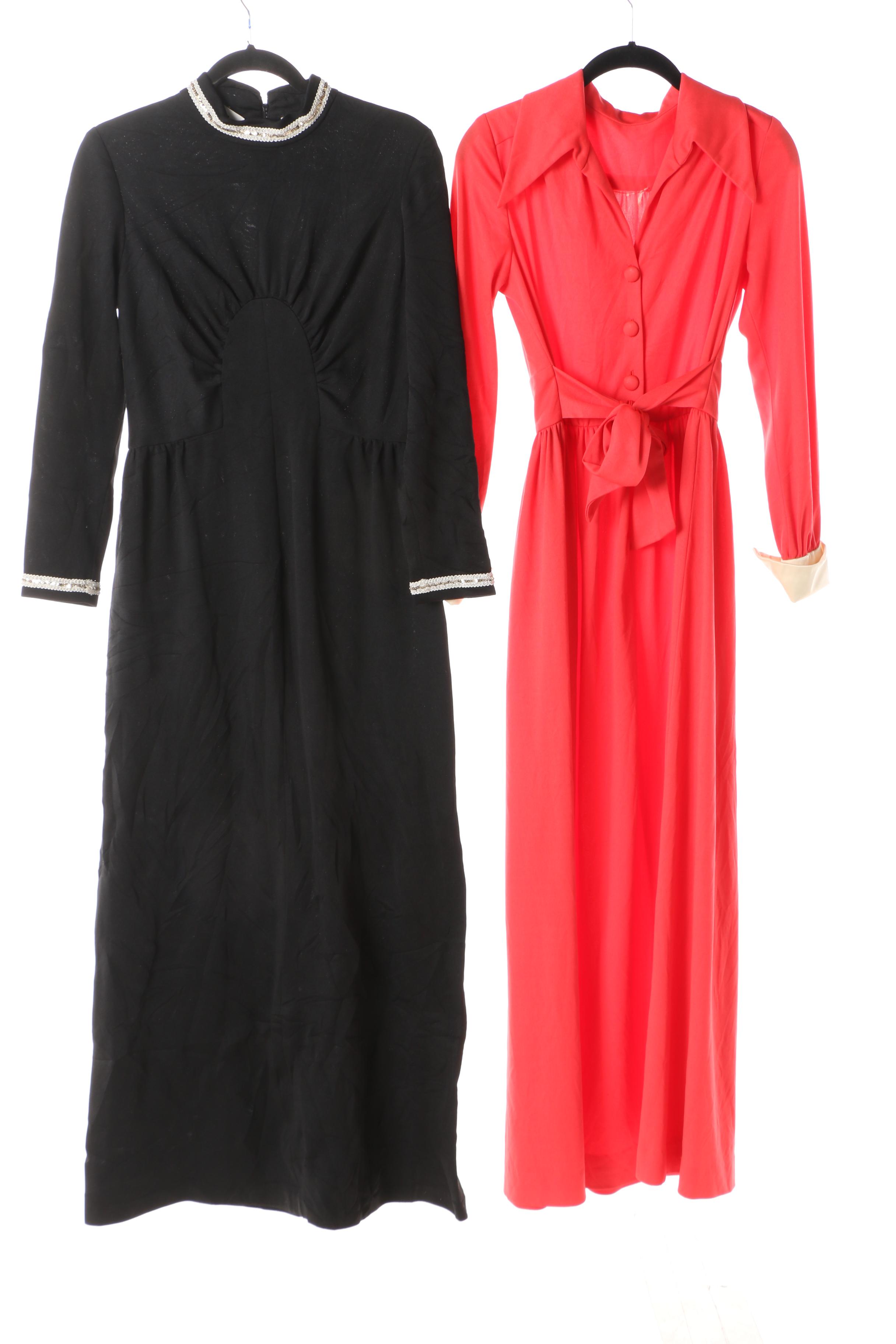Collection of 1970s Jersey Maxi Disco Dresses