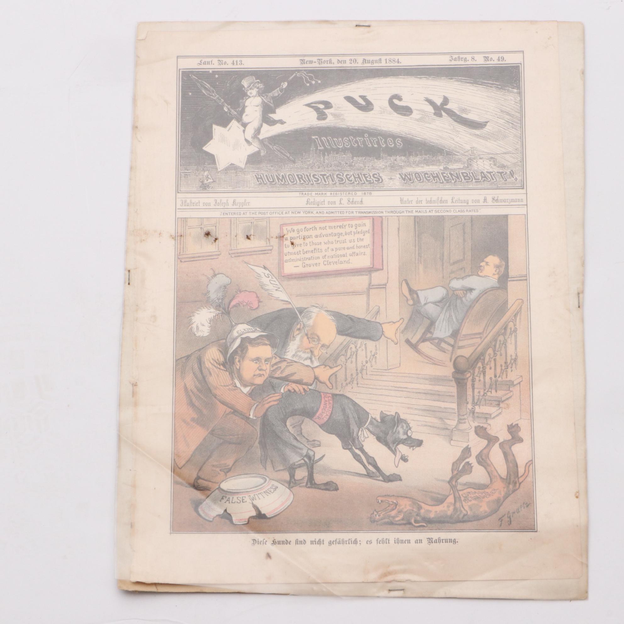 Assorted Prints Including 19th-Century Political Cartoon and Chromolithograph