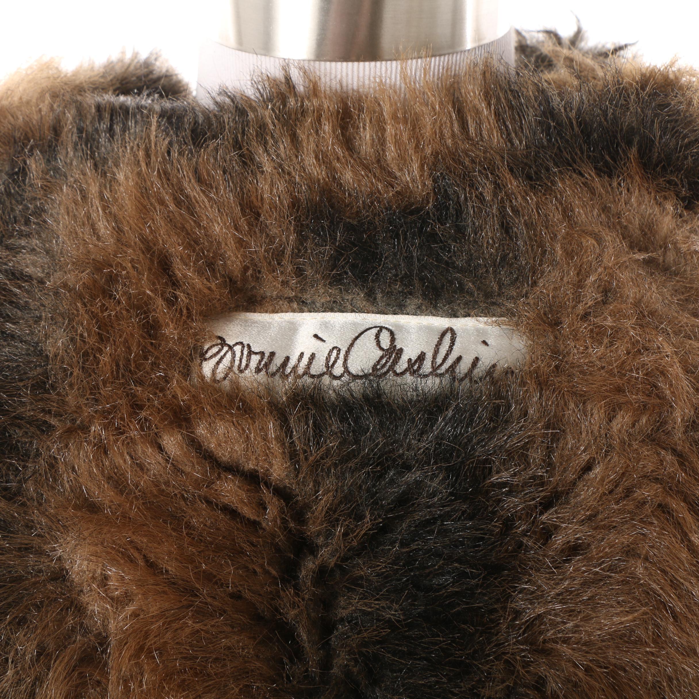 1970s Bonnie Cashin Canvas Wrap Coat with Faux Fur Lining and Leather Belt