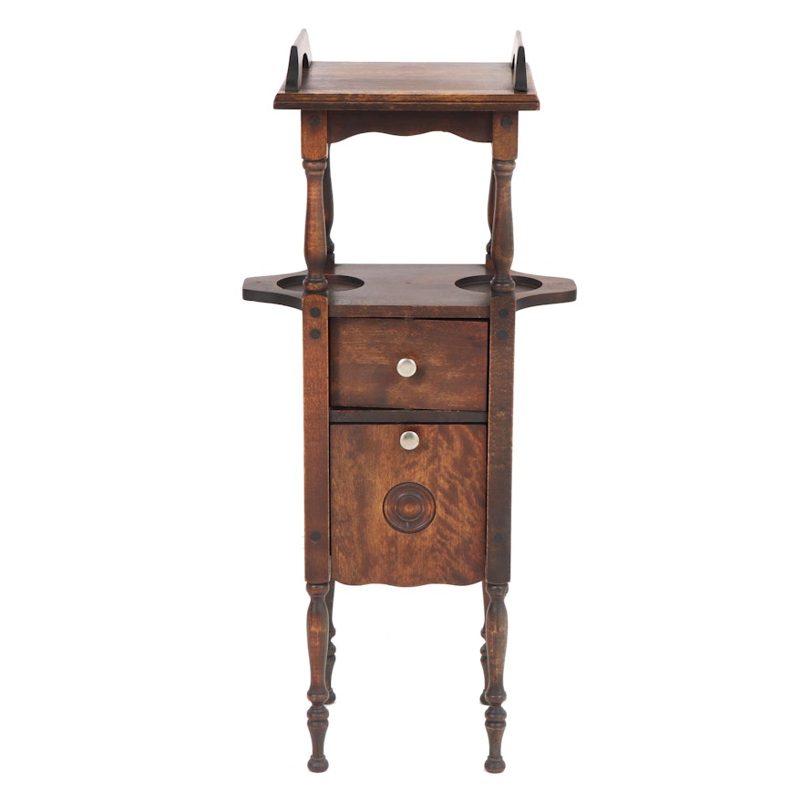 Walnut "Smoker" Side Table by H.T. Cushman, Mid-20th Century