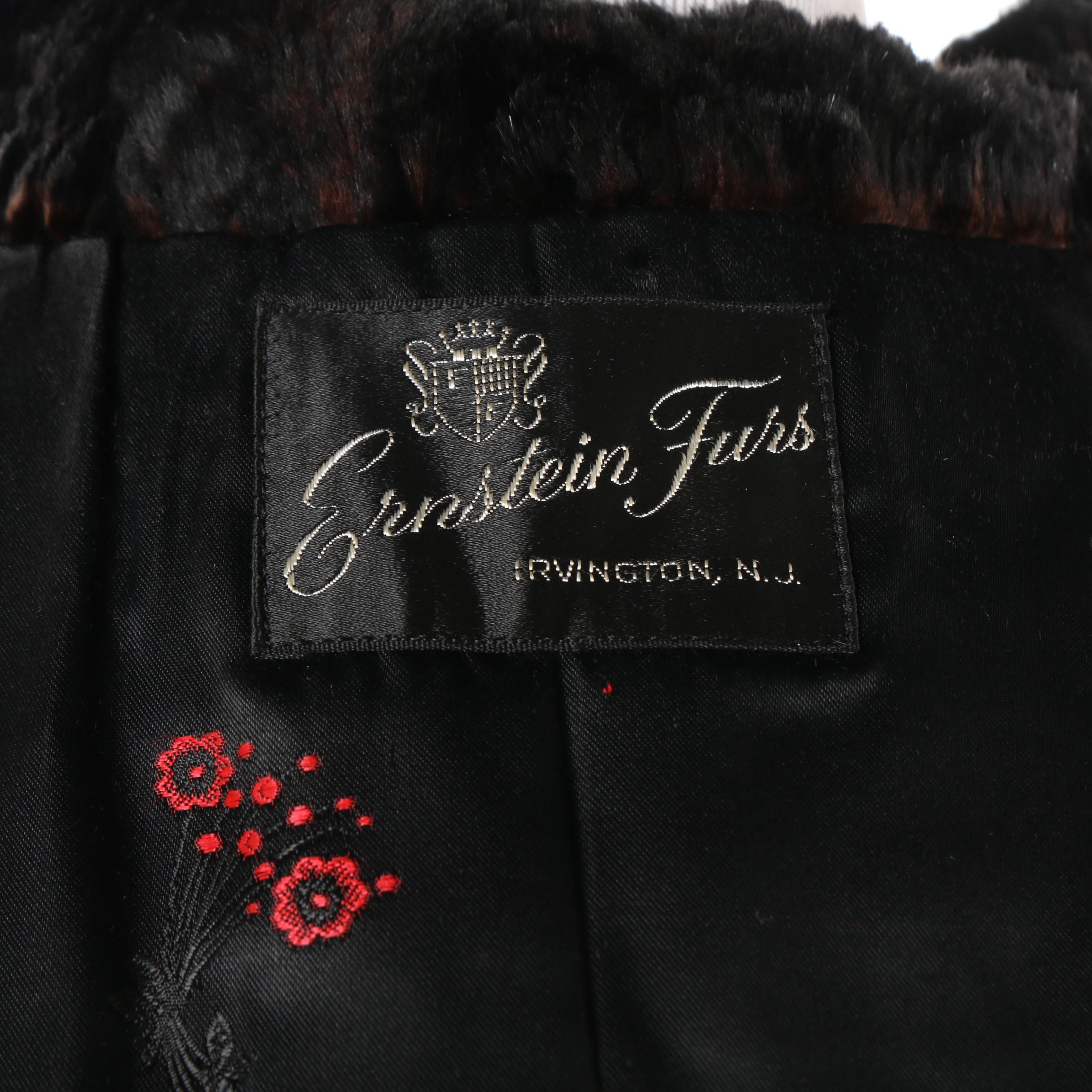 Vintage Mink Fur, Sheared Dyed Black Beaver Fur and Faux Persian Lamb Stoles