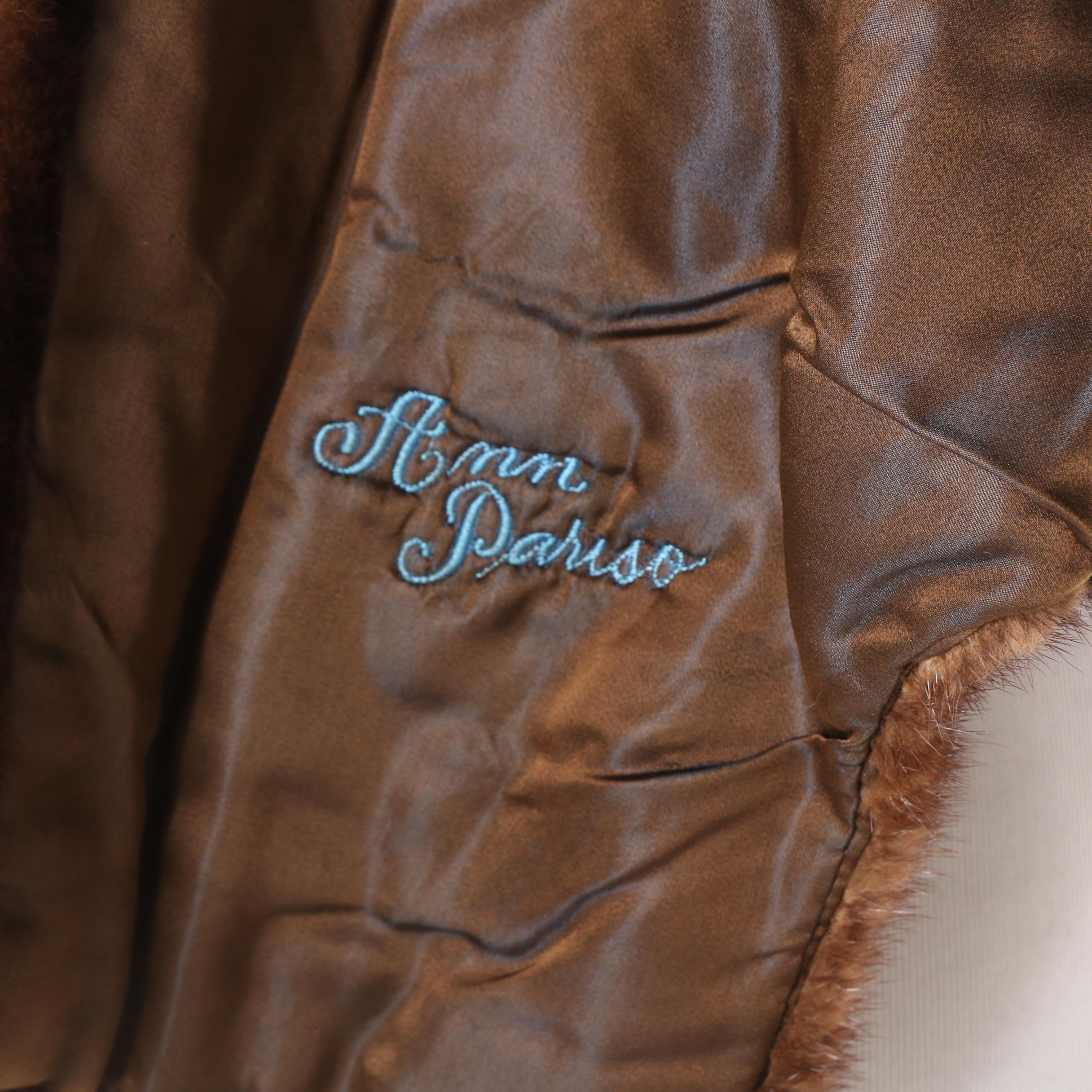 Vintage Mink Fur, Sheared Dyed Black Beaver Fur and Faux Persian Lamb Stoles