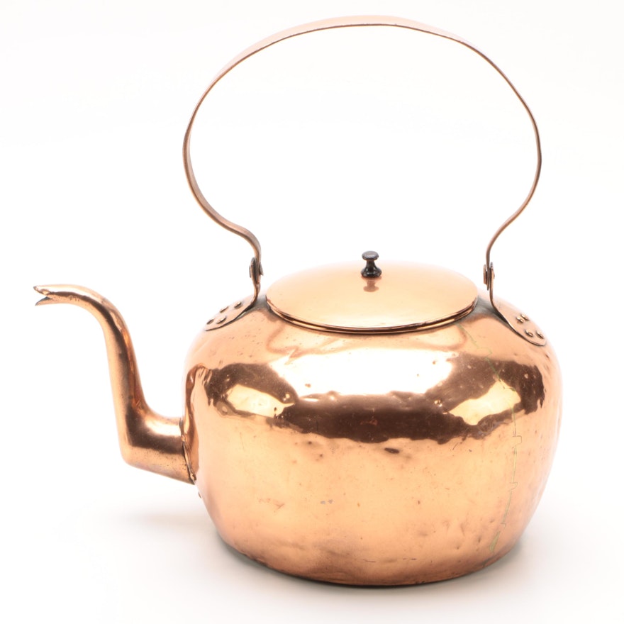 Vintage Hammered Copper Tea Kettle