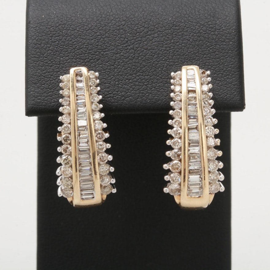 10K Yellow and White Gold 1.94 CTW Diamond Earrings