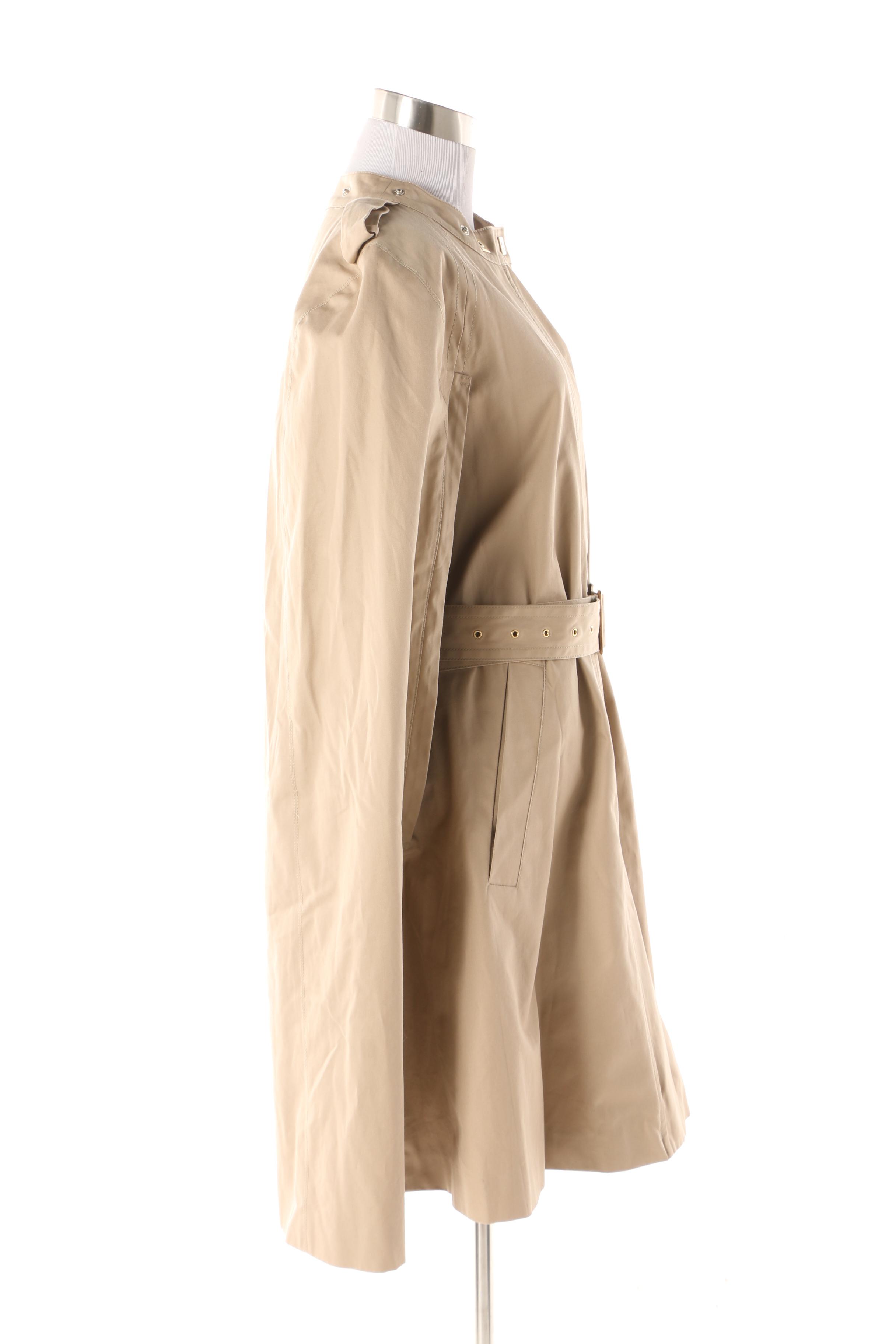 Women's Diane von Furstenberg Morinne Taupe Cotton Cape Coat with Belt