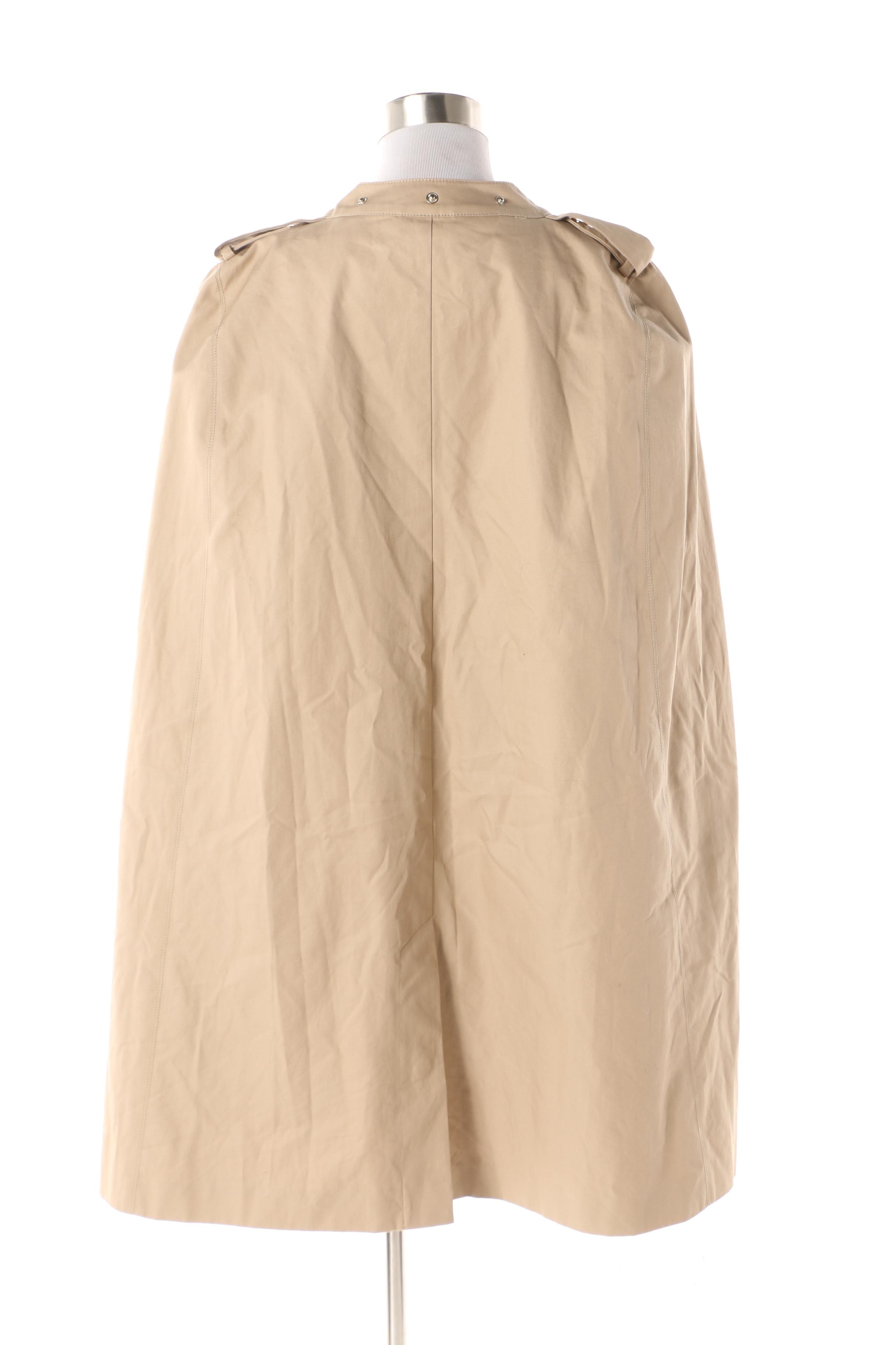 Women's Diane von Furstenberg Morinne Taupe Cotton Cape Coat with Belt