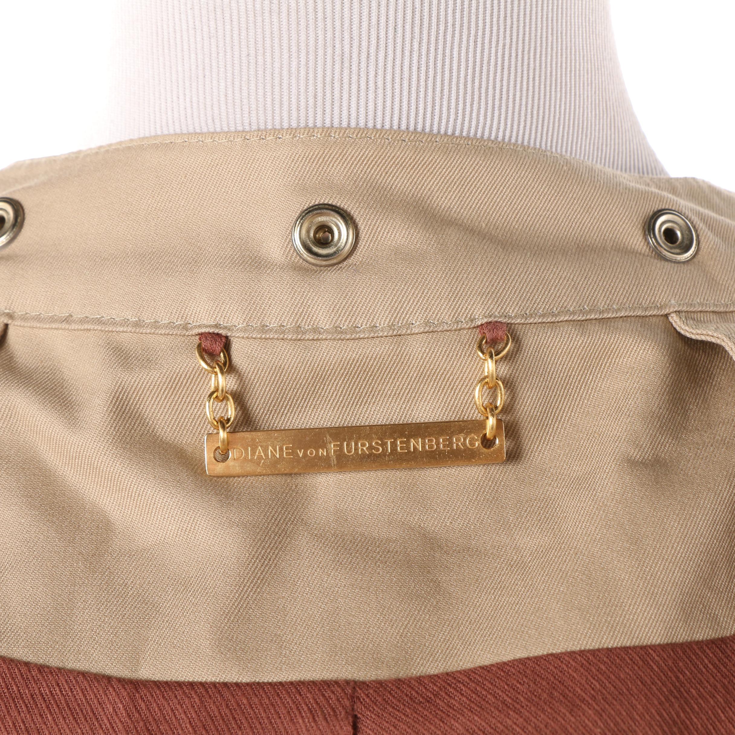 Women's Diane von Furstenberg Morinne Taupe Cotton Cape Coat with Belt