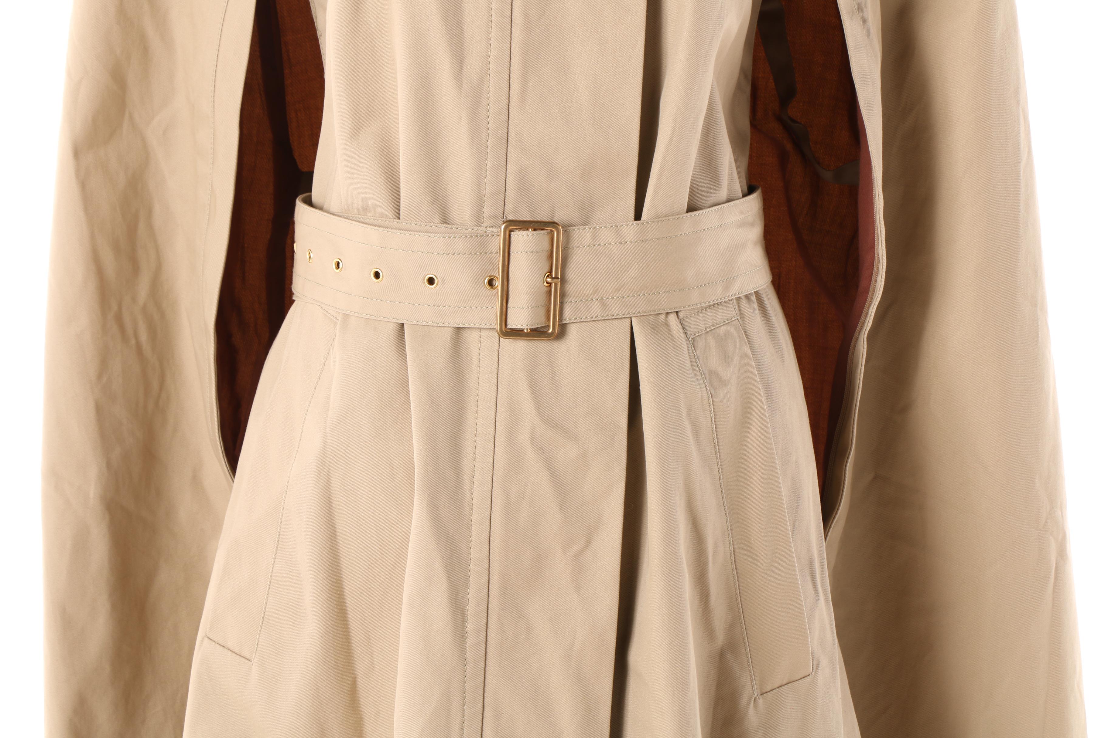 Women's Diane von Furstenberg Morinne Taupe Cotton Cape Coat with Belt