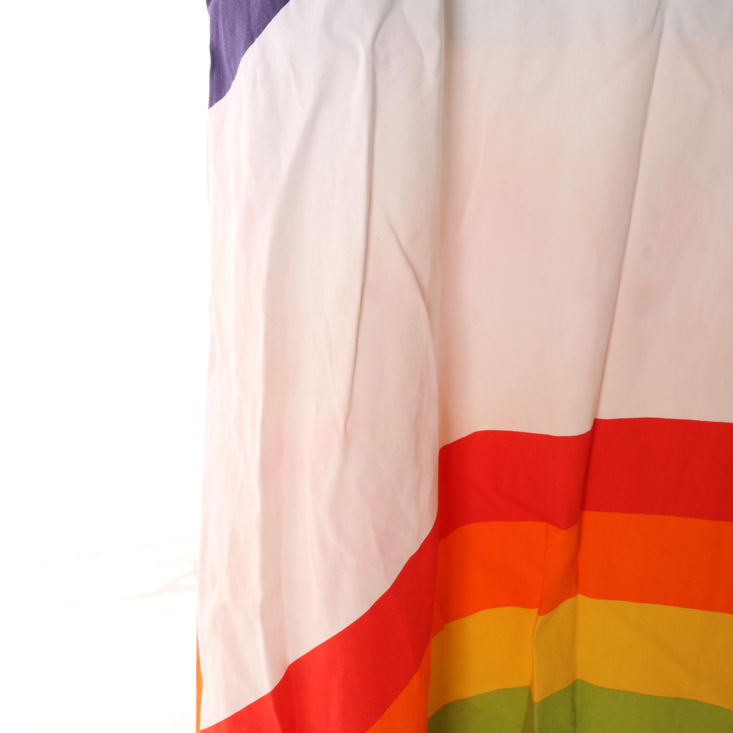 Women's 1970s Vintage Fun Fashions of Honolulu Rainbow Print Cotton Kaftan