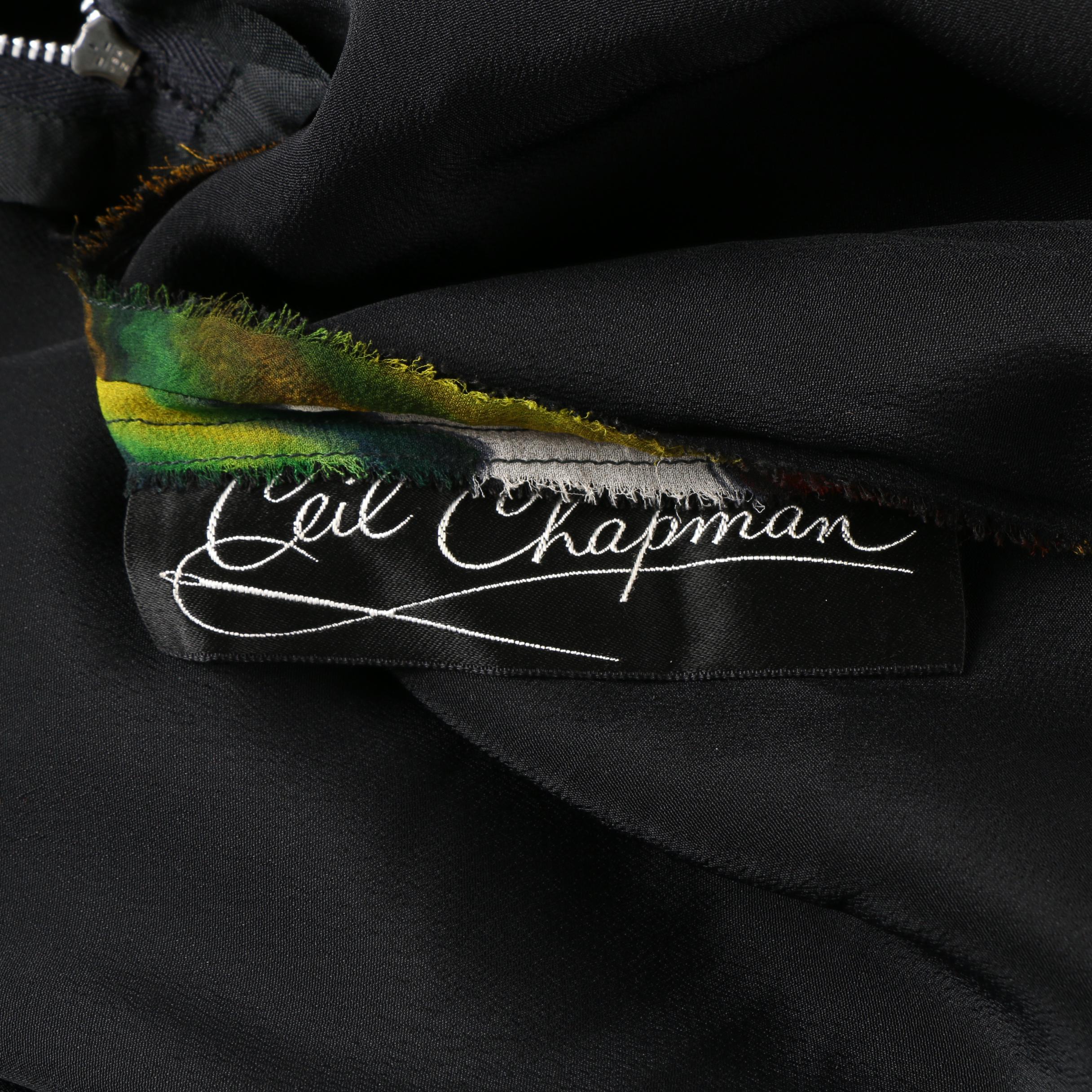 Women's 1960s Vintage Ceil Chapman Dark Floral Silk Column Gown