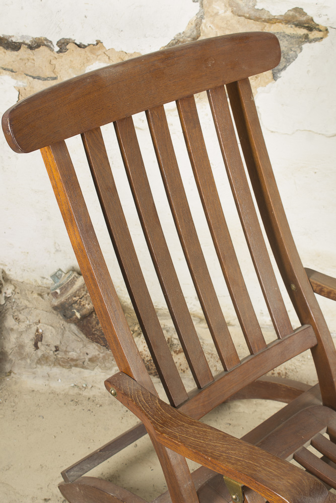 "S.S New Amsterdam" Teak Deck Lounge Chair, 20th Century