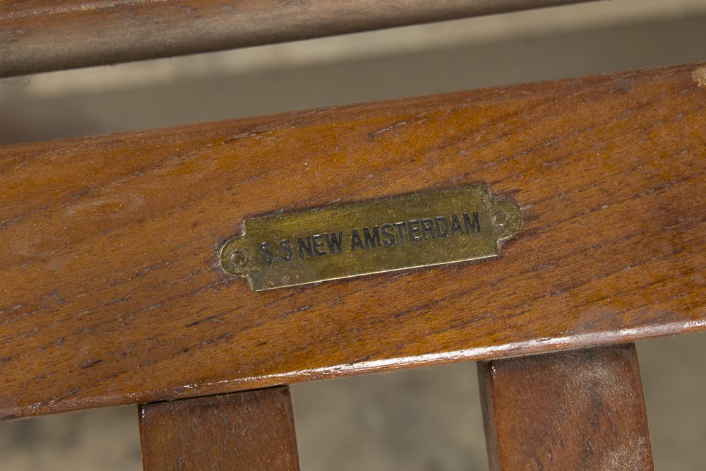 "S.S New Amsterdam" Teak Deck Lounge Chair, 20th Century