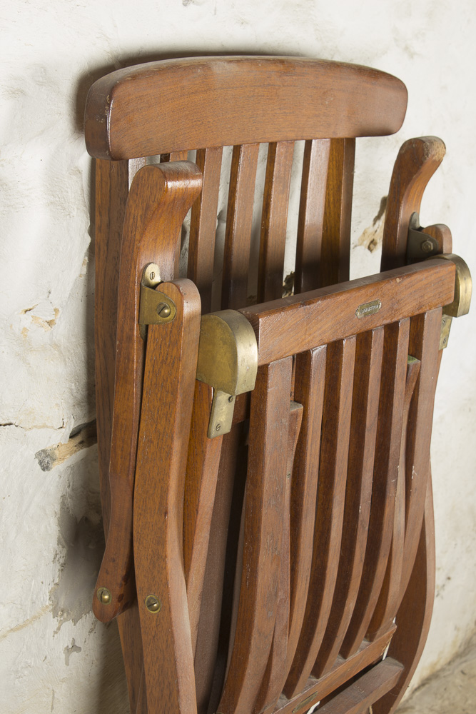 "S.S New Amsterdam" Teak Deck Lounge Chair, 20th Century