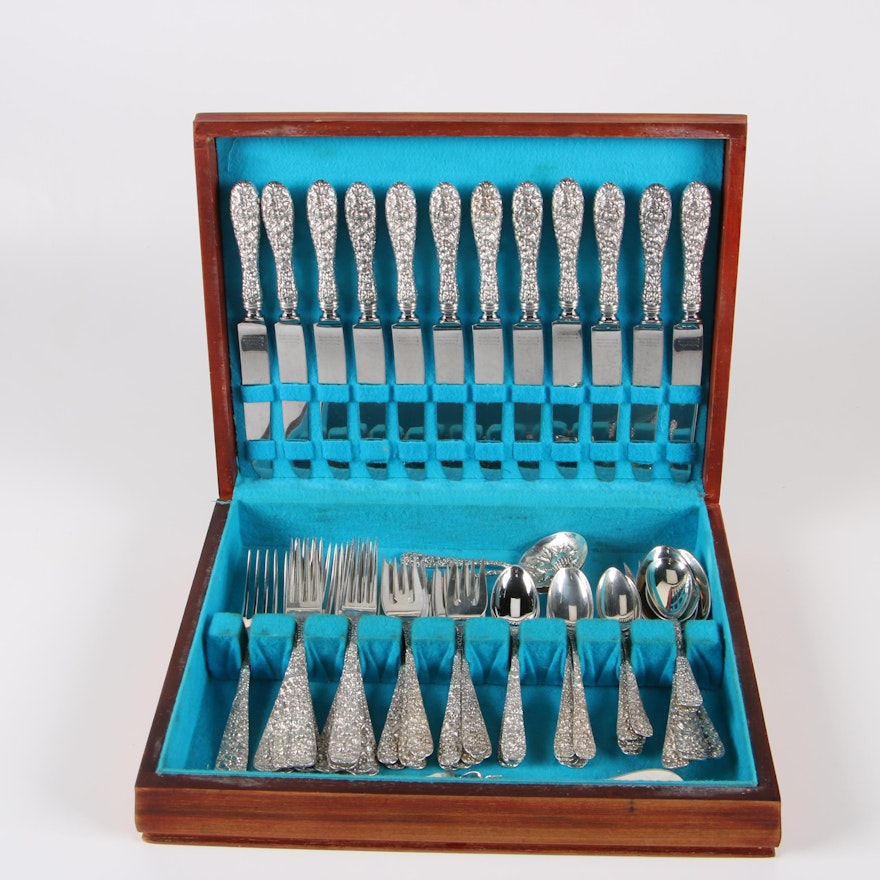 The Stieff Company "Repoussé" Sterling Silver Flatware Set with Chest