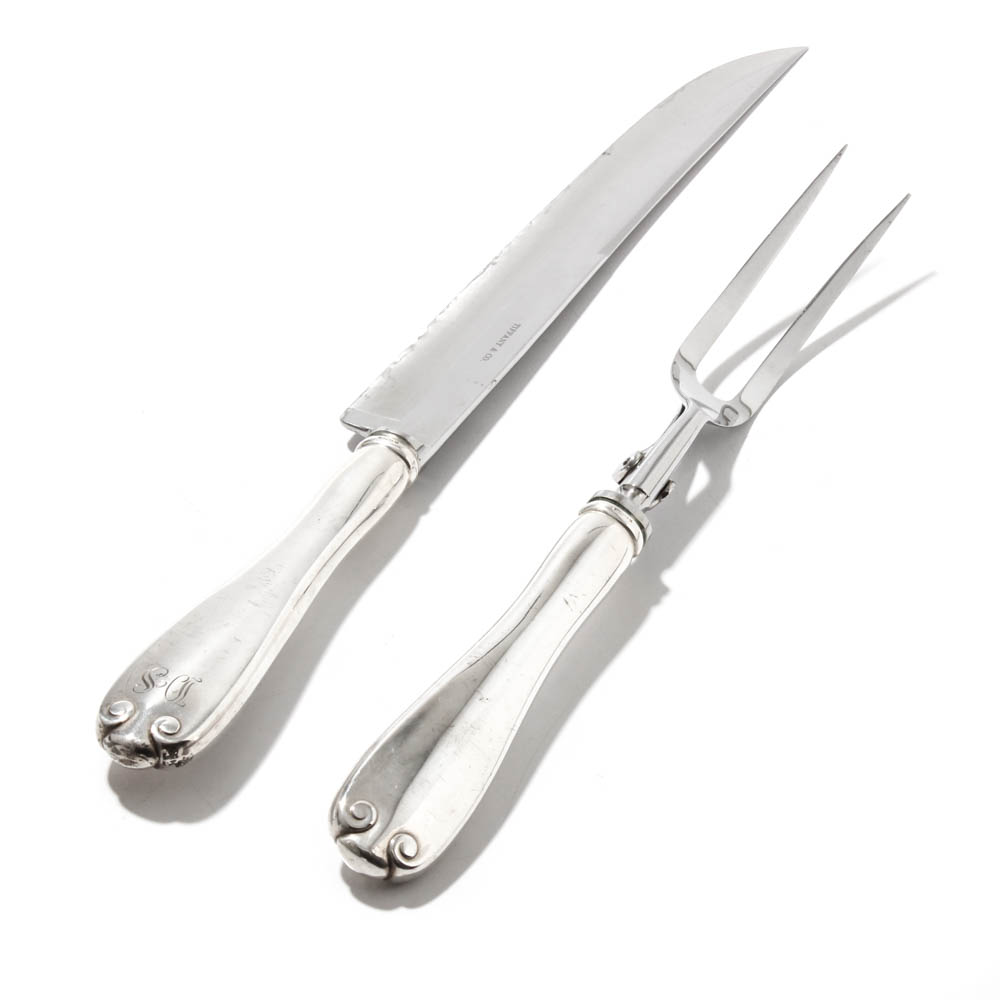 Tiffany & Co. "Flemish" Weighted Sterling Silver Carving Set