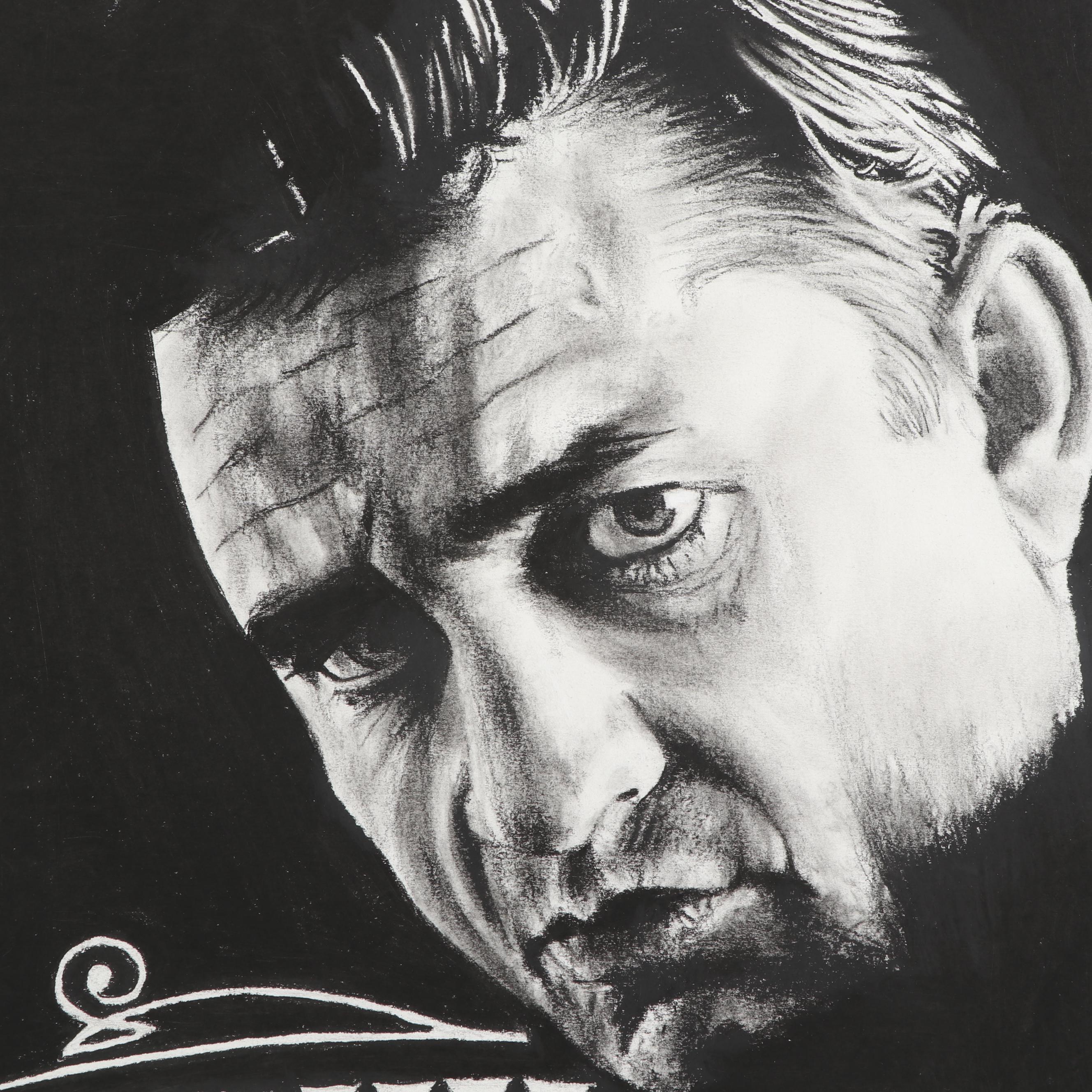 Vernon Walker Johnny Cash and Elvis Charcoal Drawings