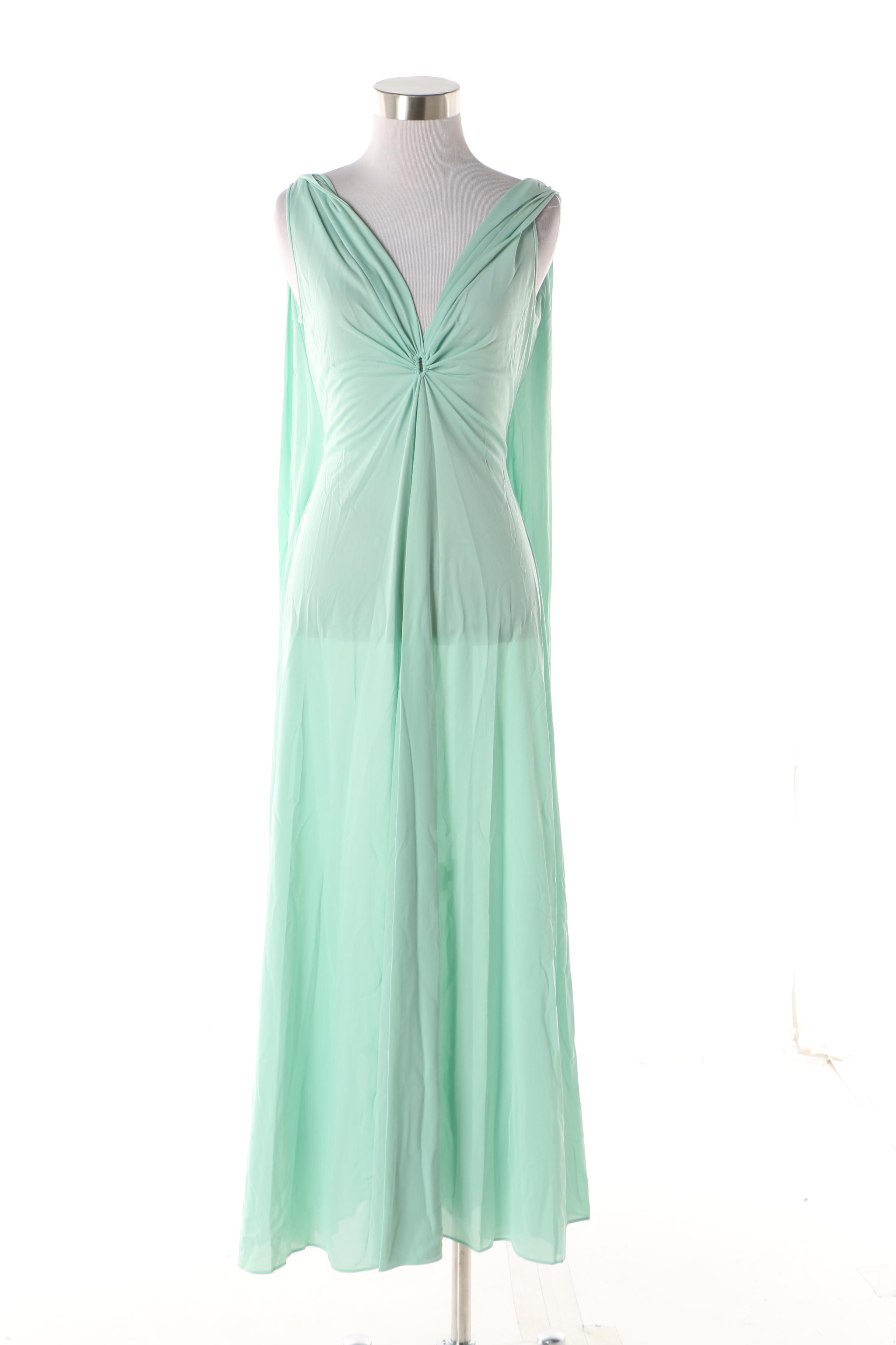 Women's 1960s Vintage Claire Sandra by Lucie Ann Mint Green Sheer Peignoir