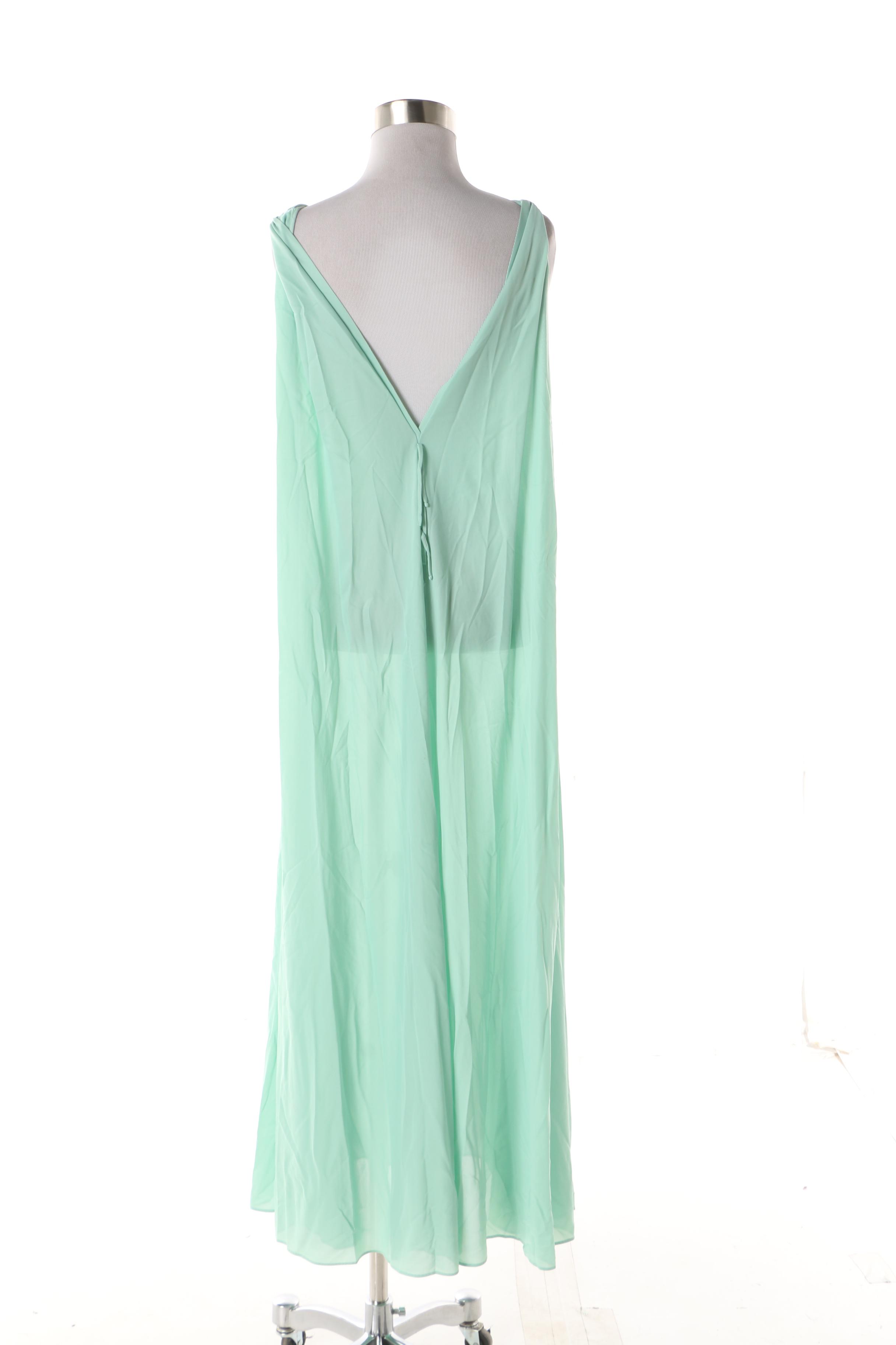 Women's 1960s Vintage Claire Sandra by Lucie Ann Mint Green Sheer Peignoir