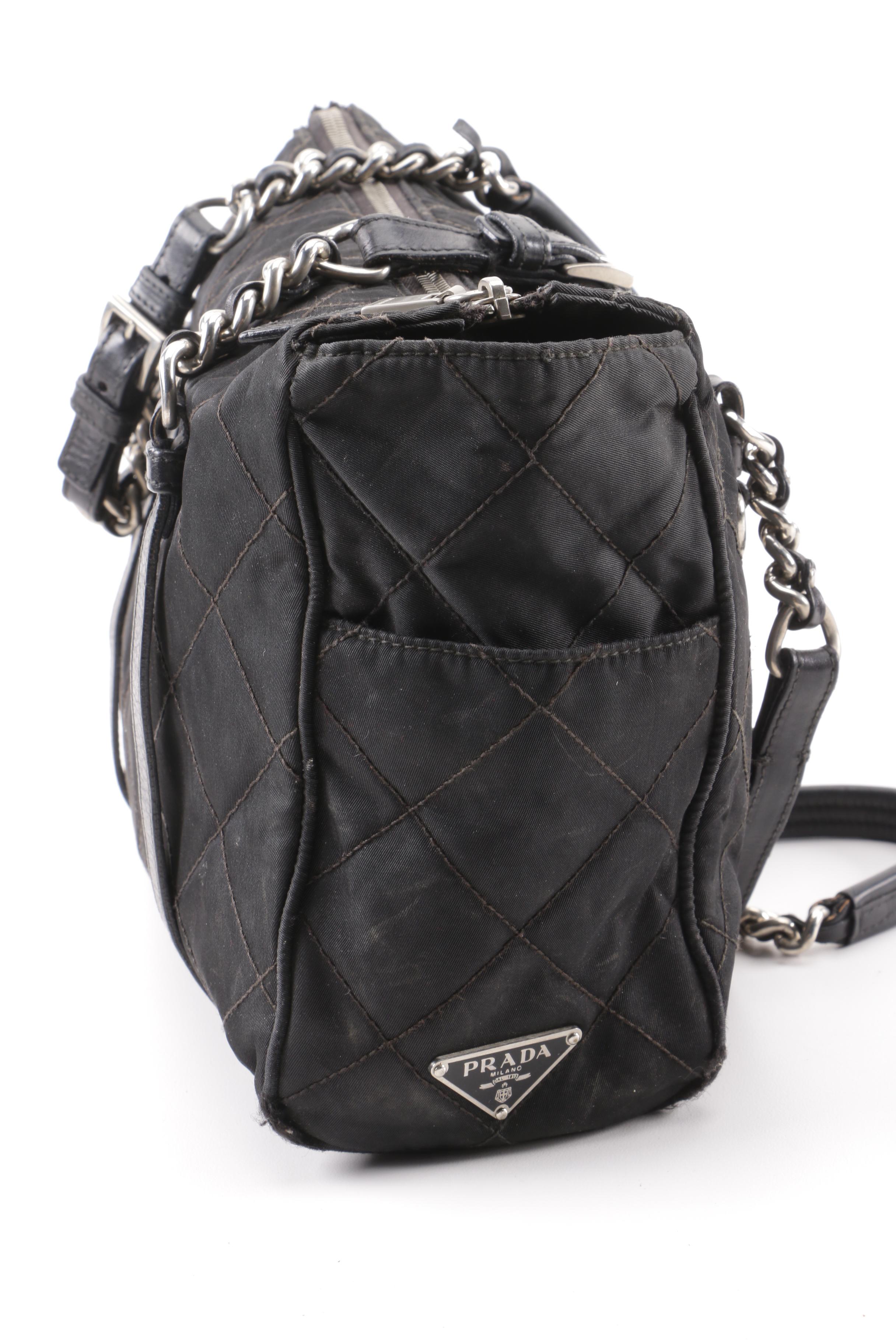 Prada Quilted Black Nylon Shoulder Bag