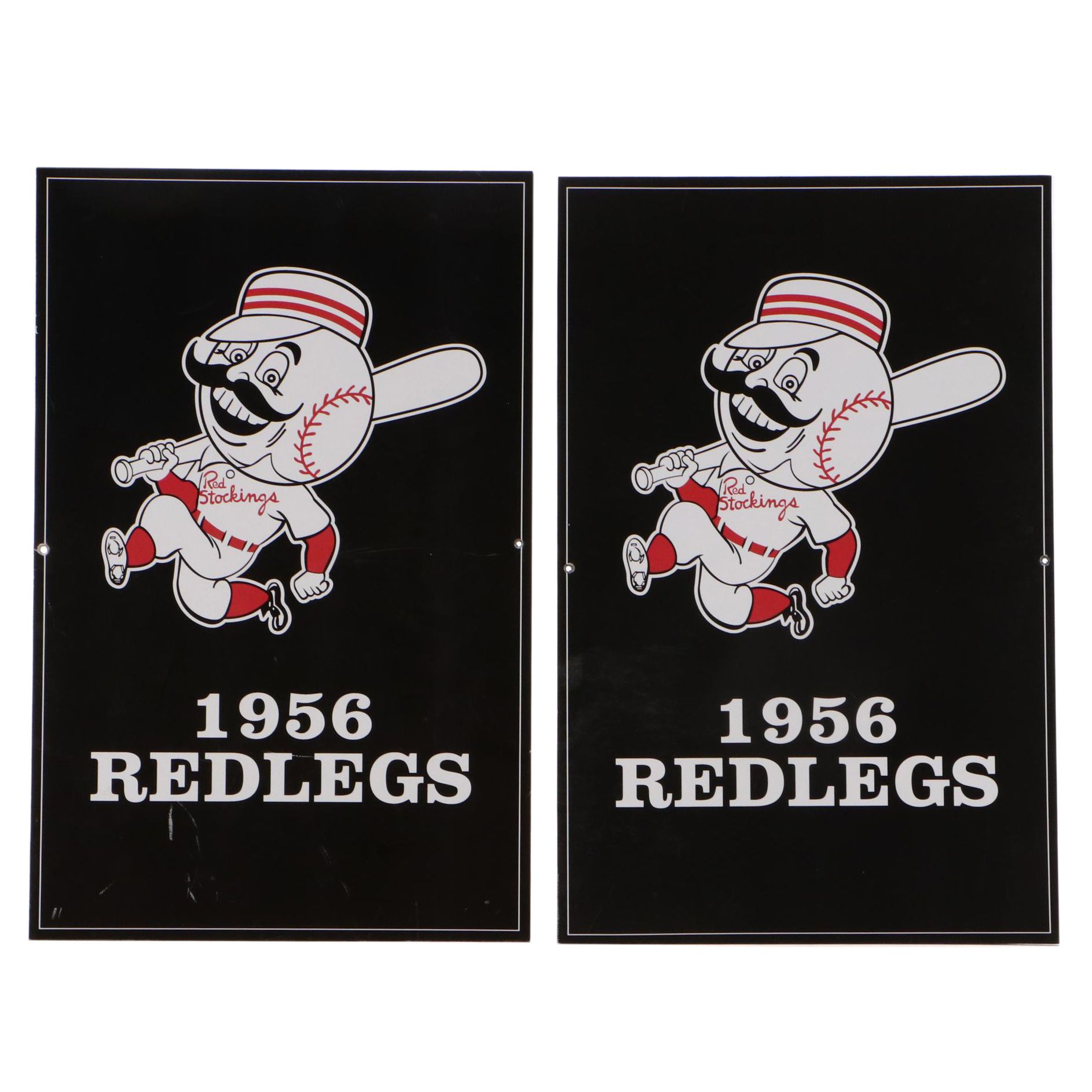 1956 Cincinnati Reds Hall of Fame "Mr. Redlegs" Logo Plaques