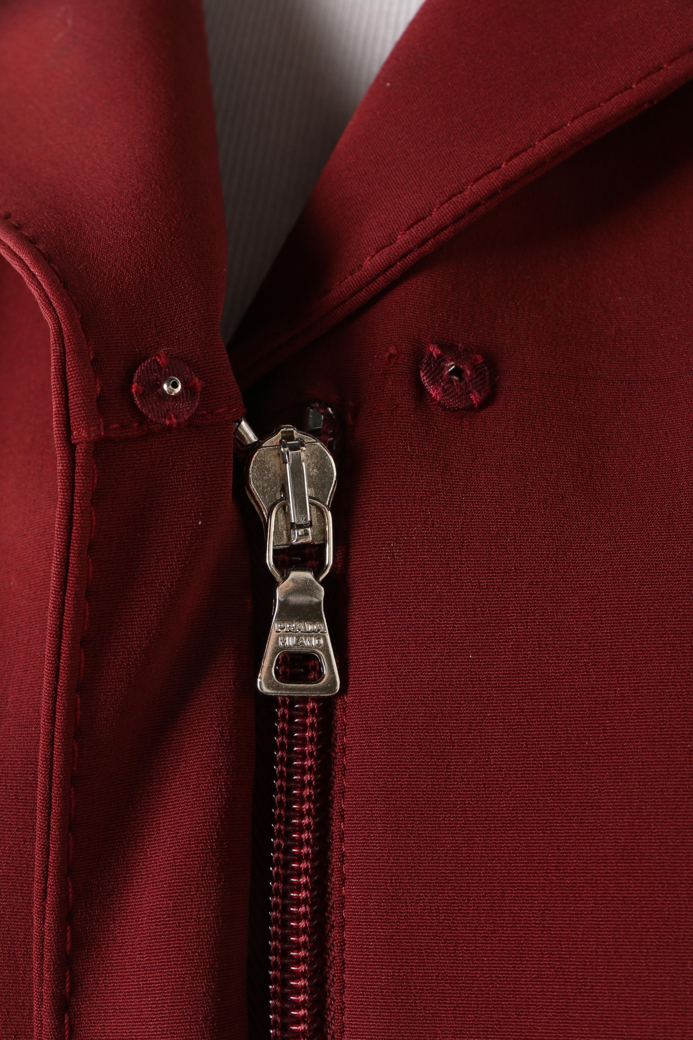 Prada Burgundy Skirt Suit with Leather Button Detail