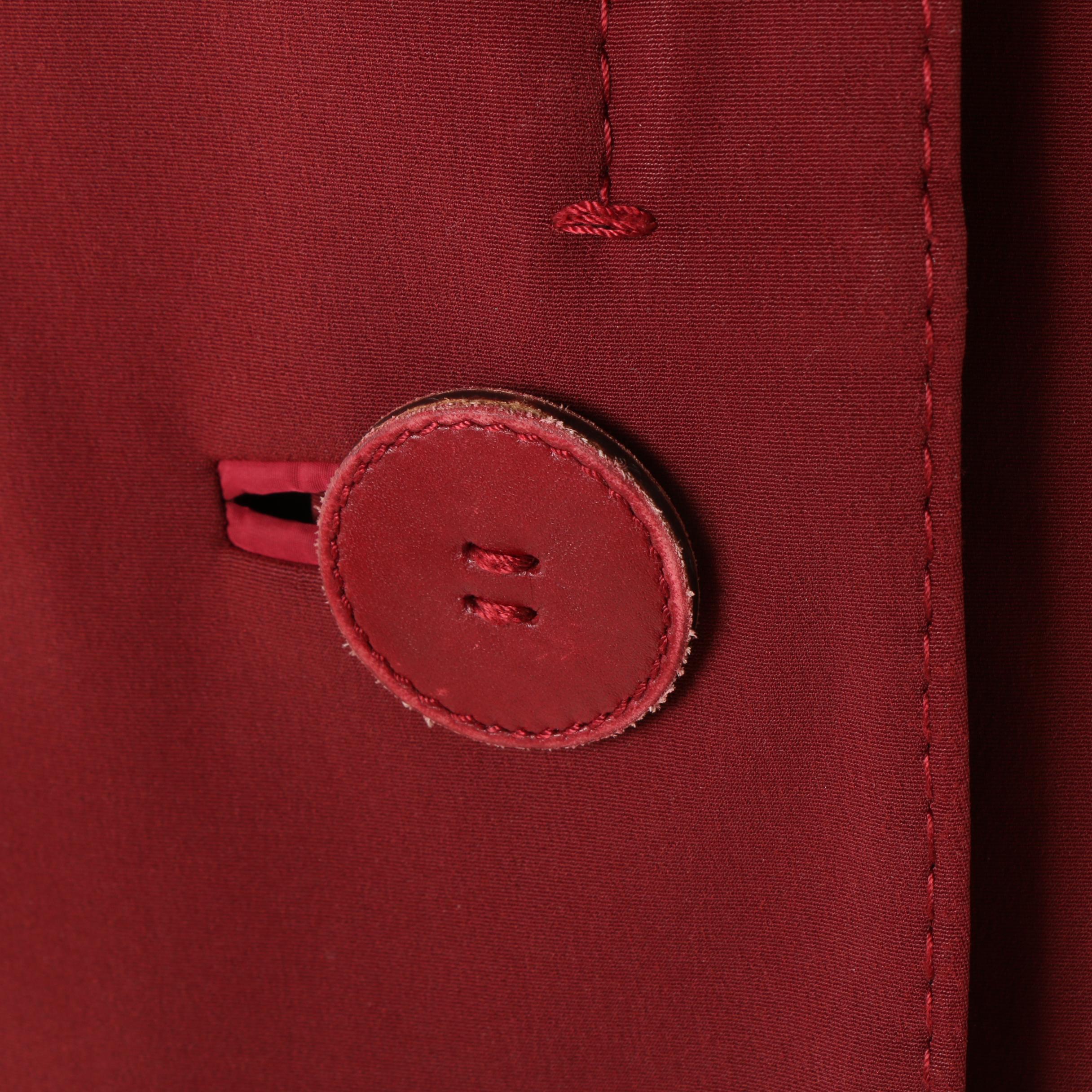 Prada Burgundy Skirt Suit with Leather Button Detail