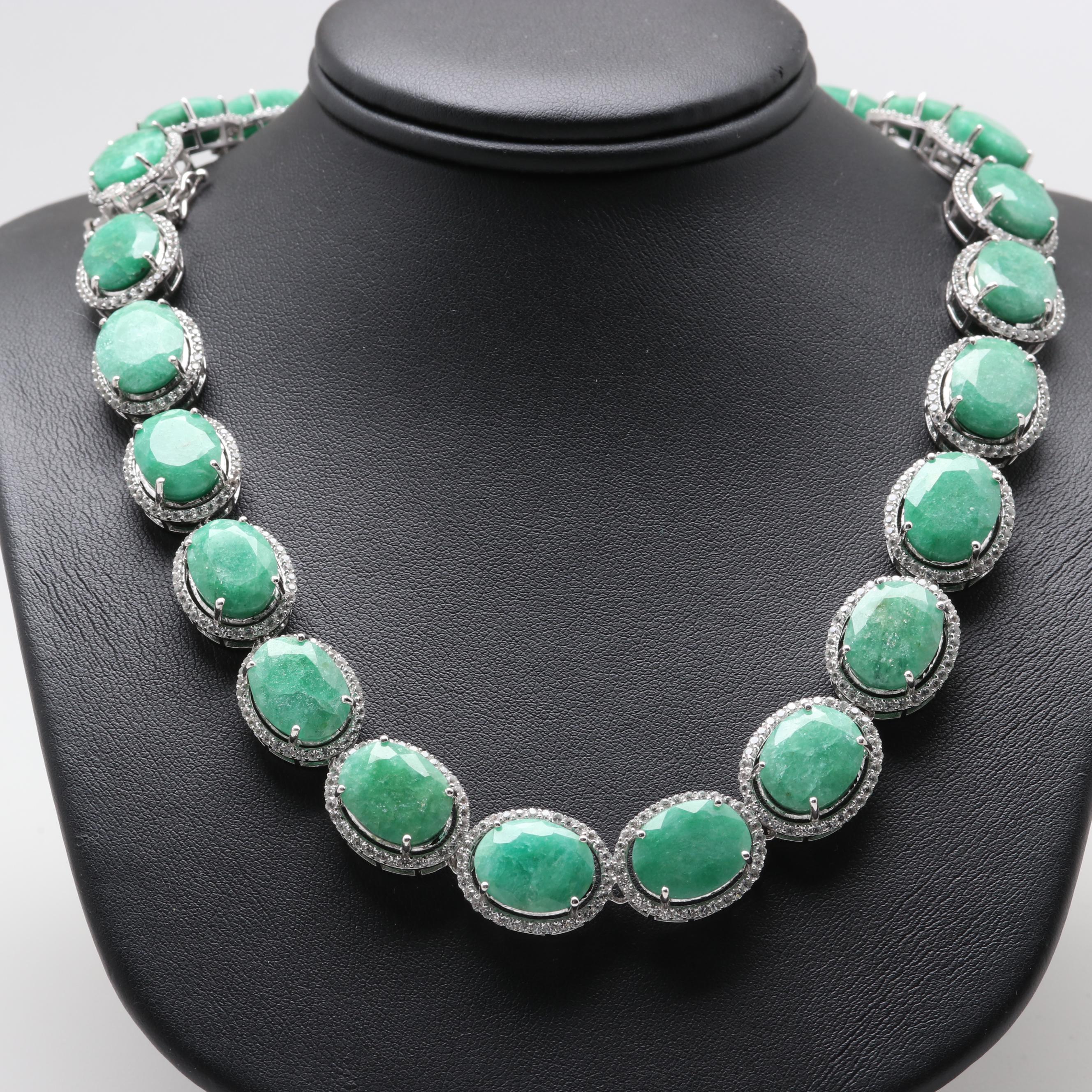 Sterling Silver Green Beryl Necklace