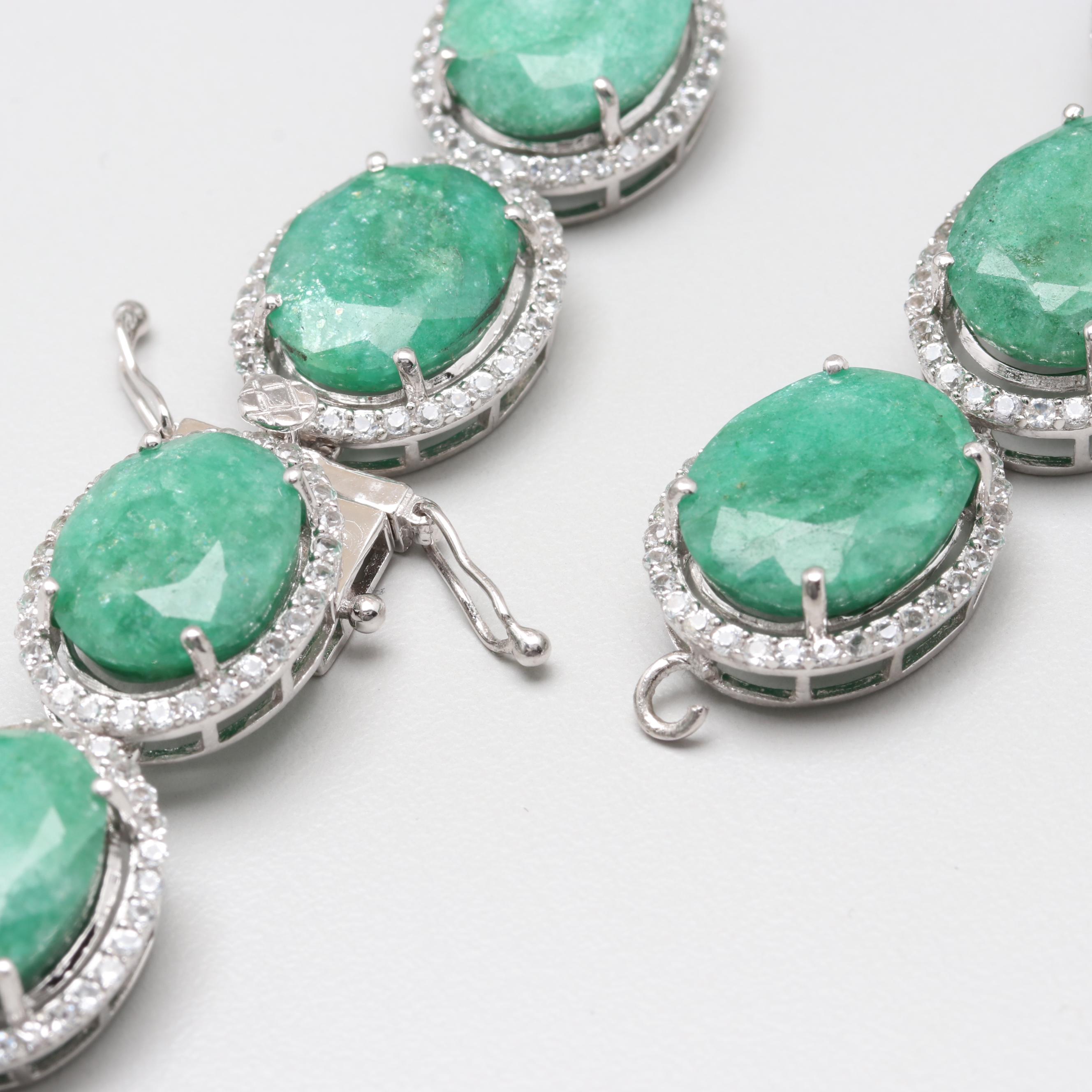 Sterling Silver Green Beryl Necklace