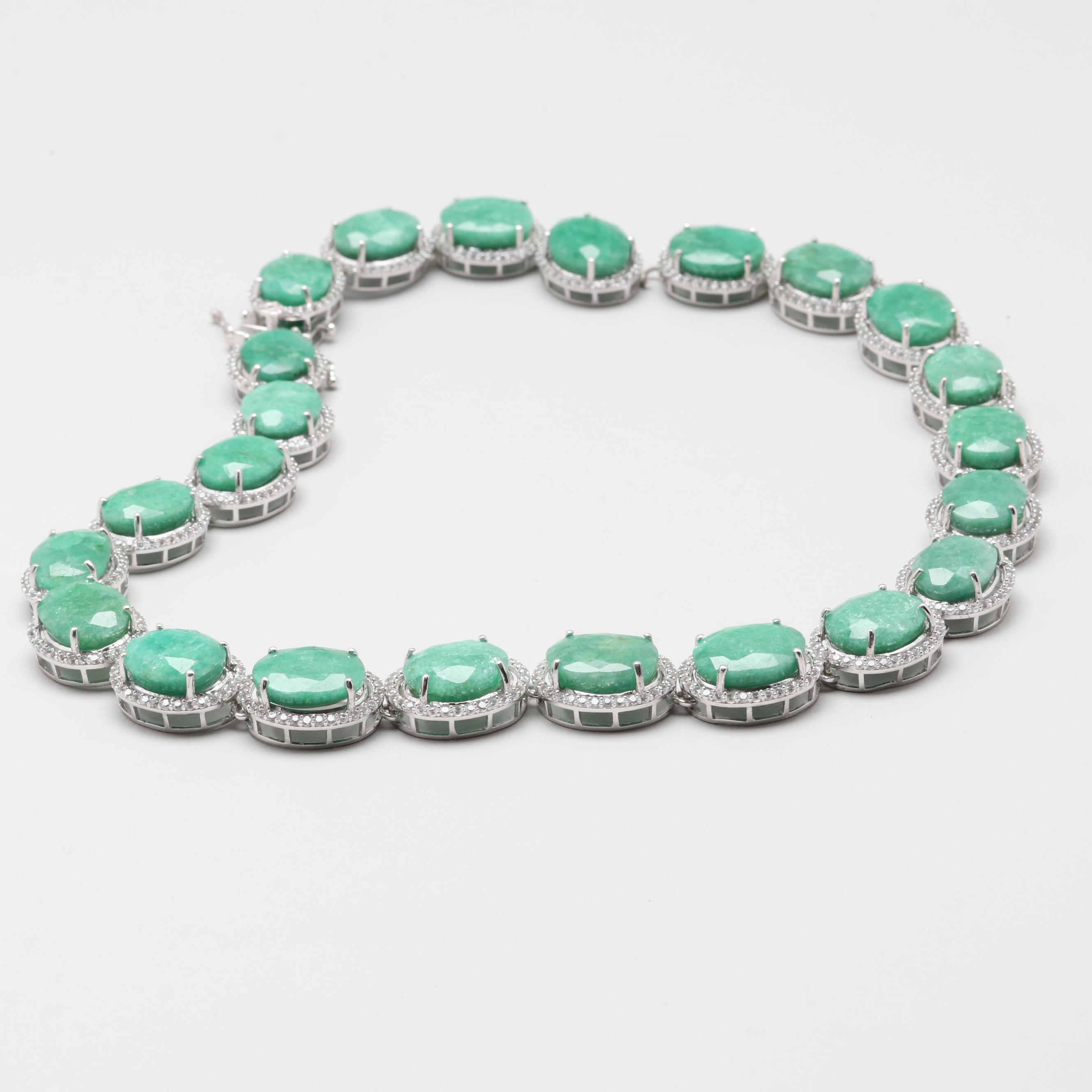 Sterling Silver Green Beryl Necklace