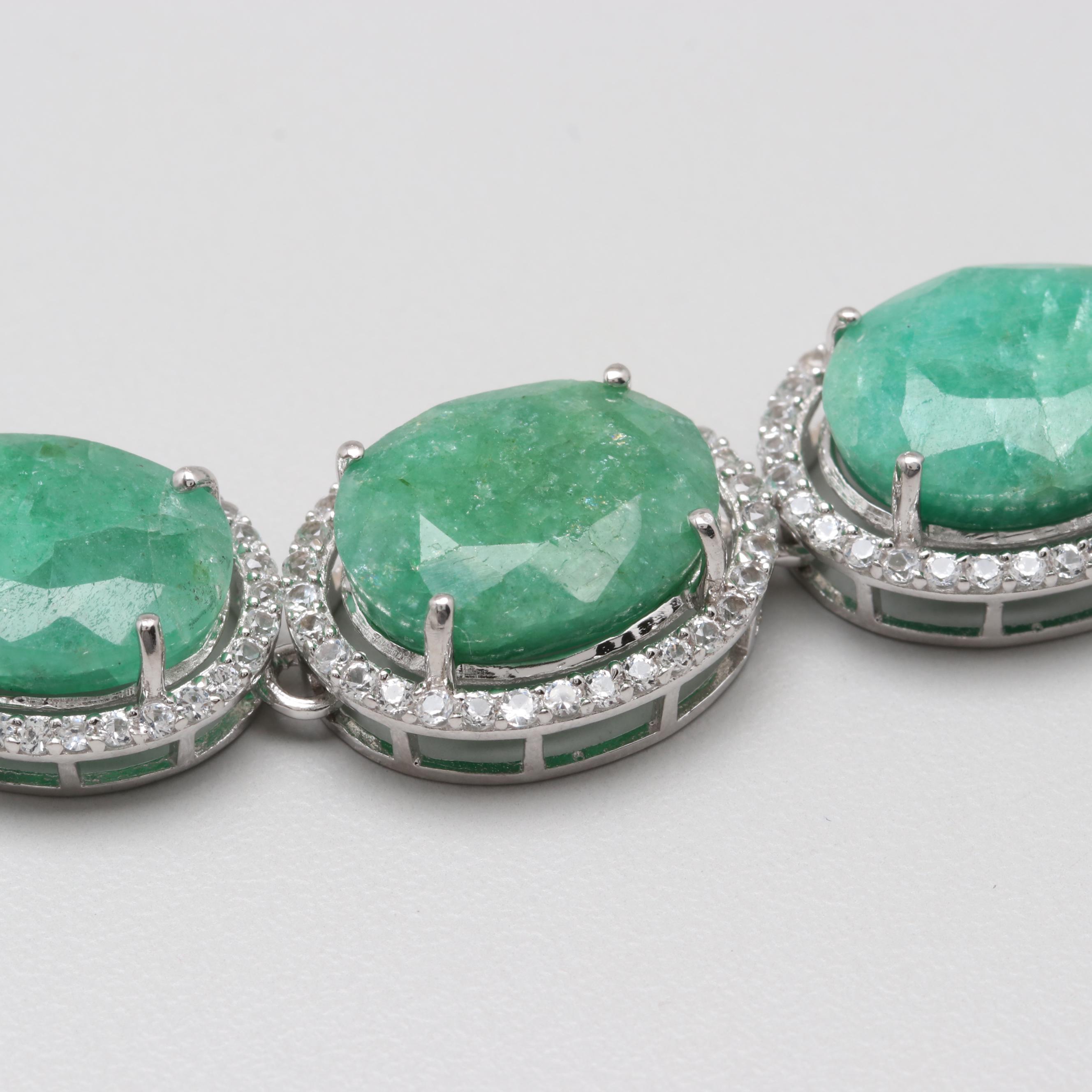 Sterling Silver Green Beryl Necklace