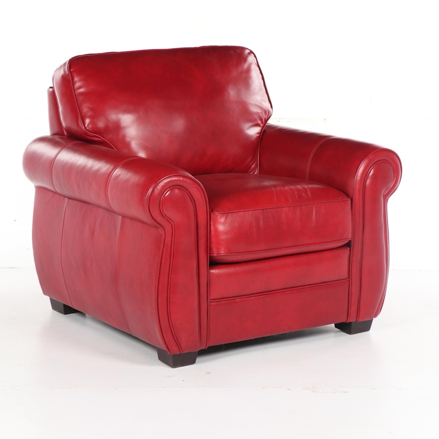 Contemporary Red Leather Armchair by Bachman