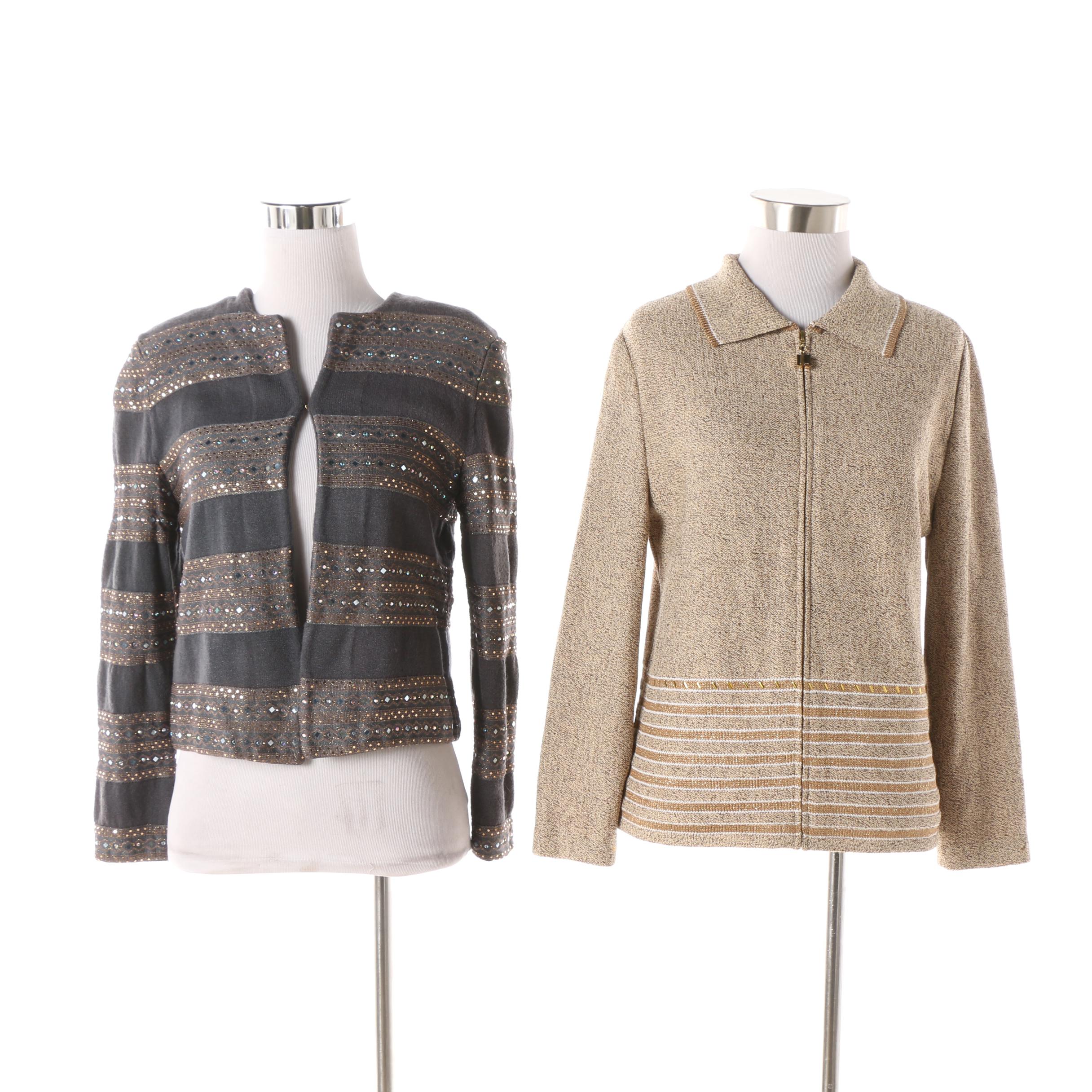 Women's St. John Brand Embellished Knit Sweater Jackets