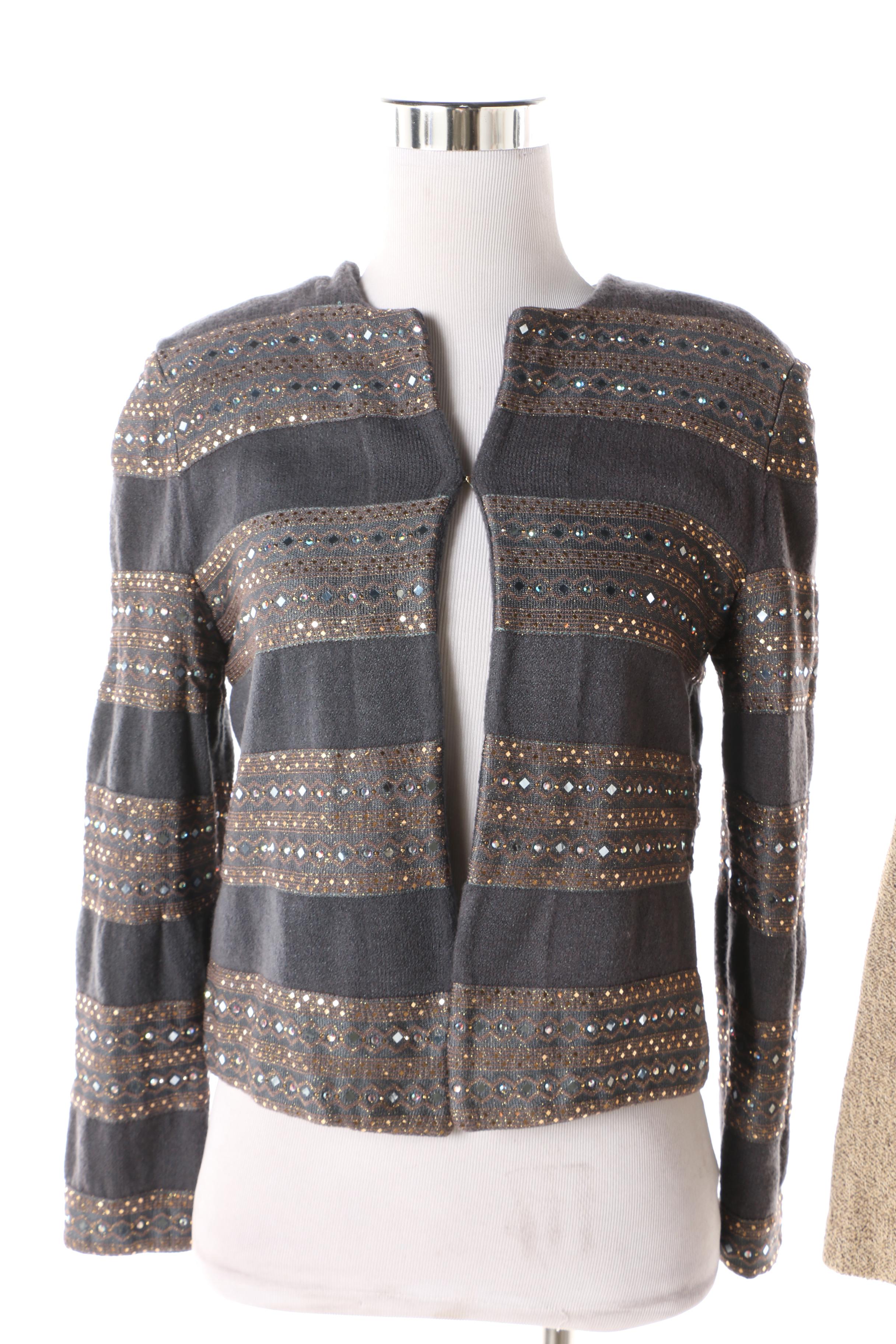 Women's St. John Brand Embellished Knit Sweater Jackets