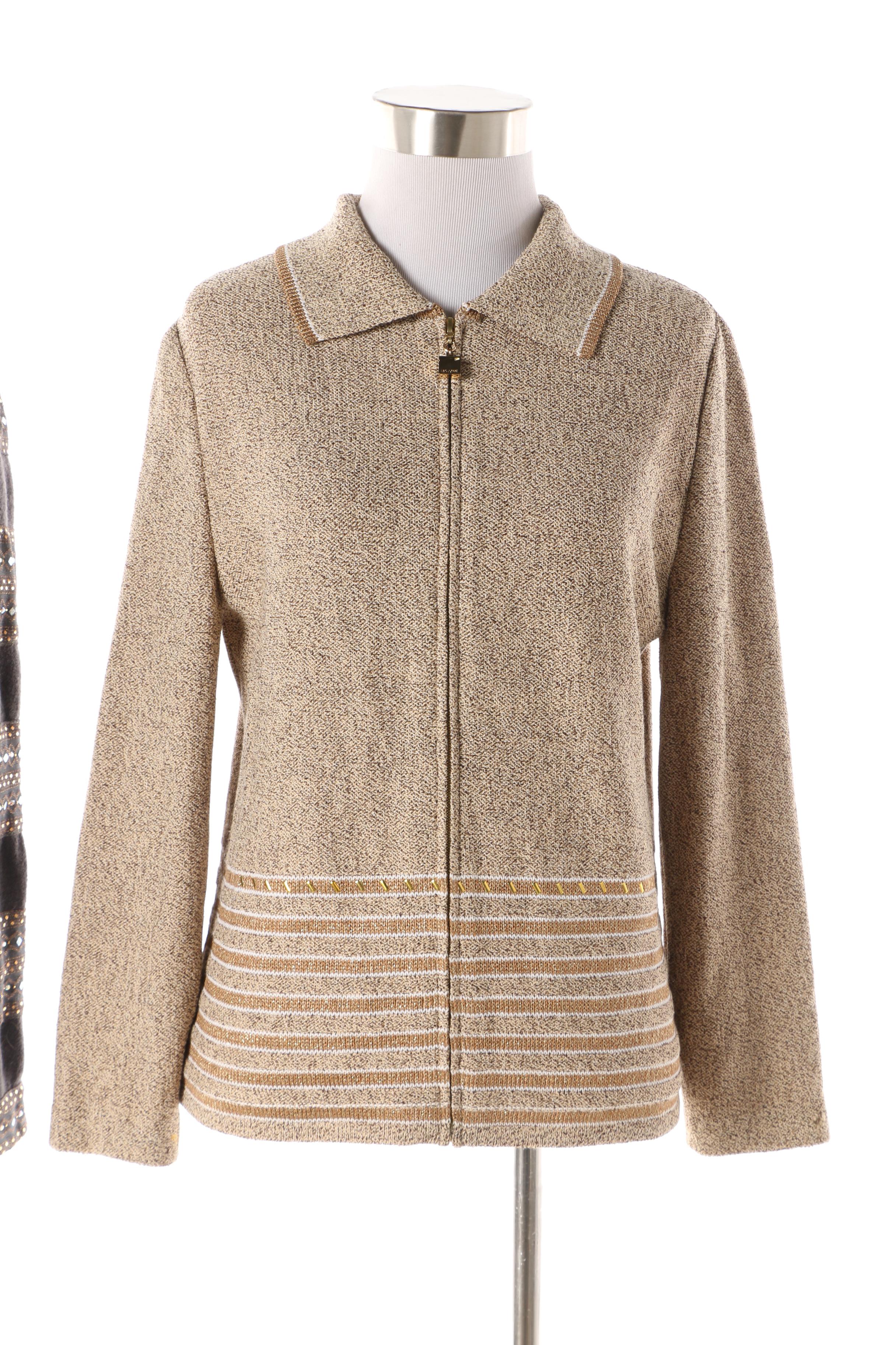 Women's St. John Brand Embellished Knit Sweater Jackets