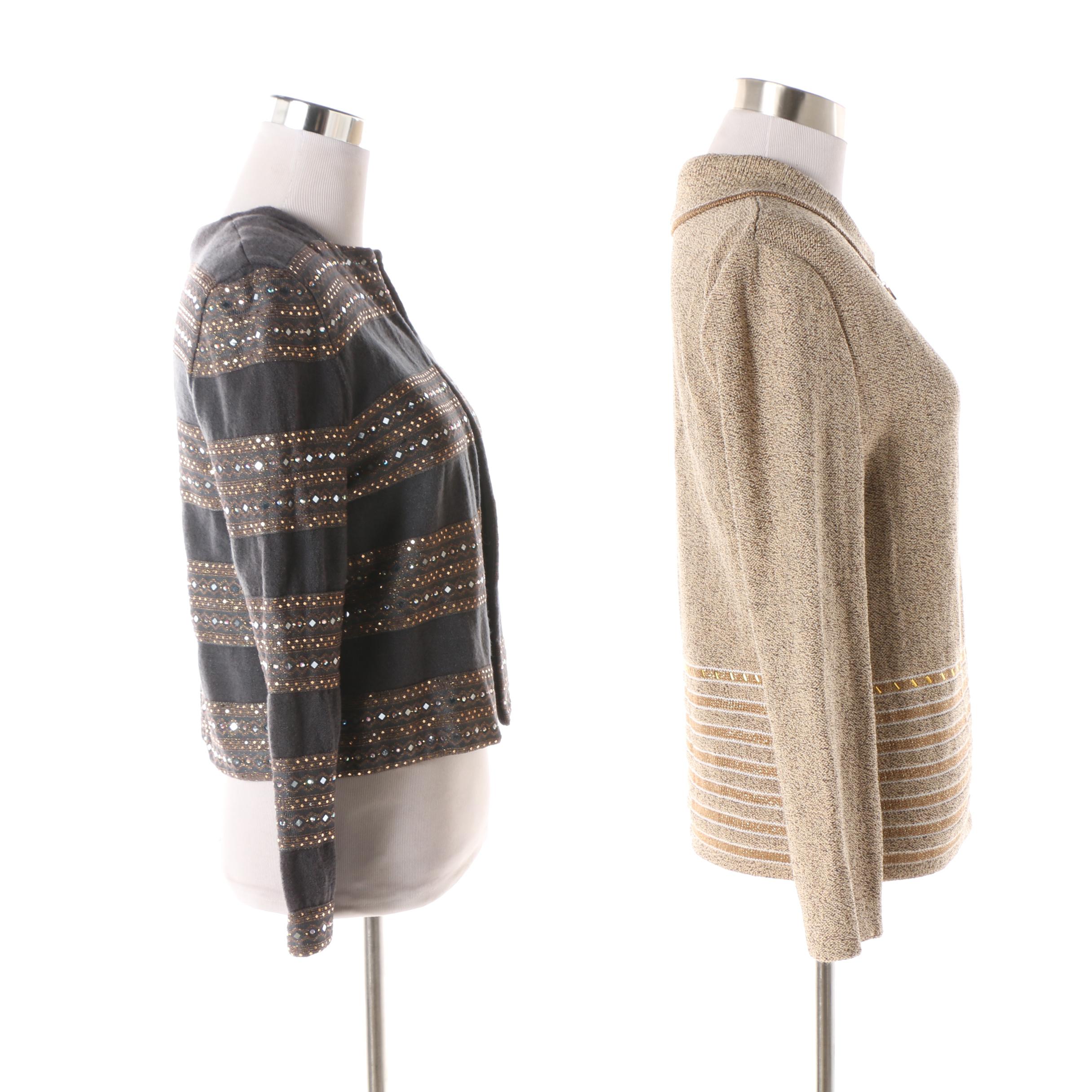 Women's St. John Brand Embellished Knit Sweater Jackets