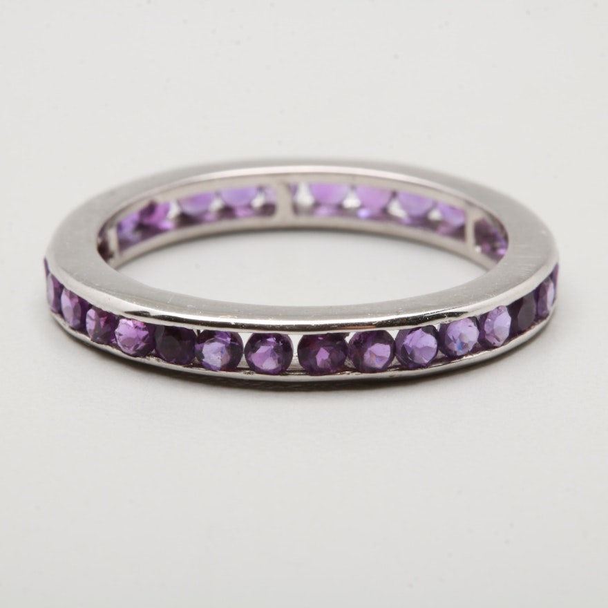 18K White Gold Amethyst Eternity Band