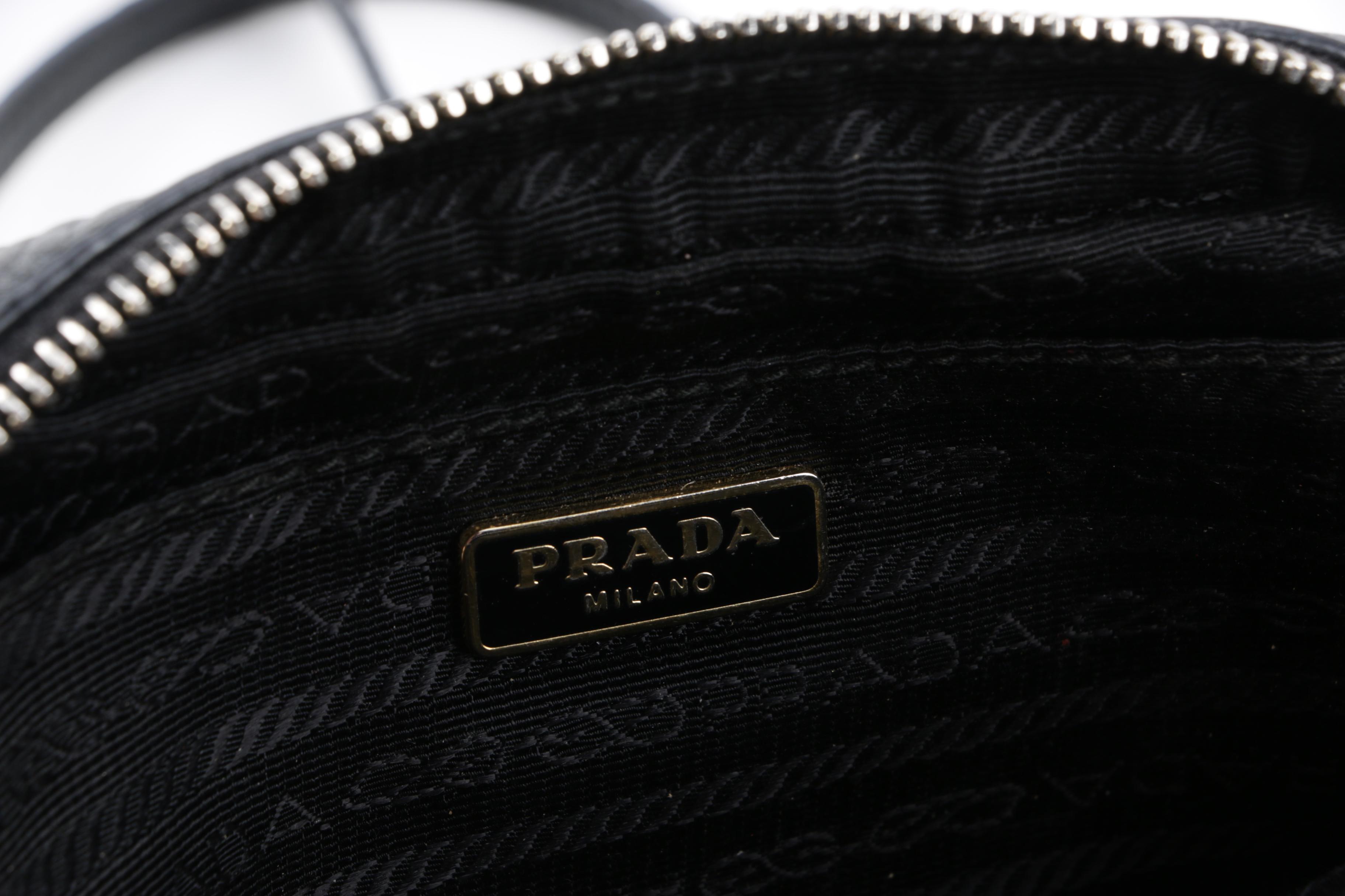 Prada Pebbled Black Leather Mini Crossbody Bag