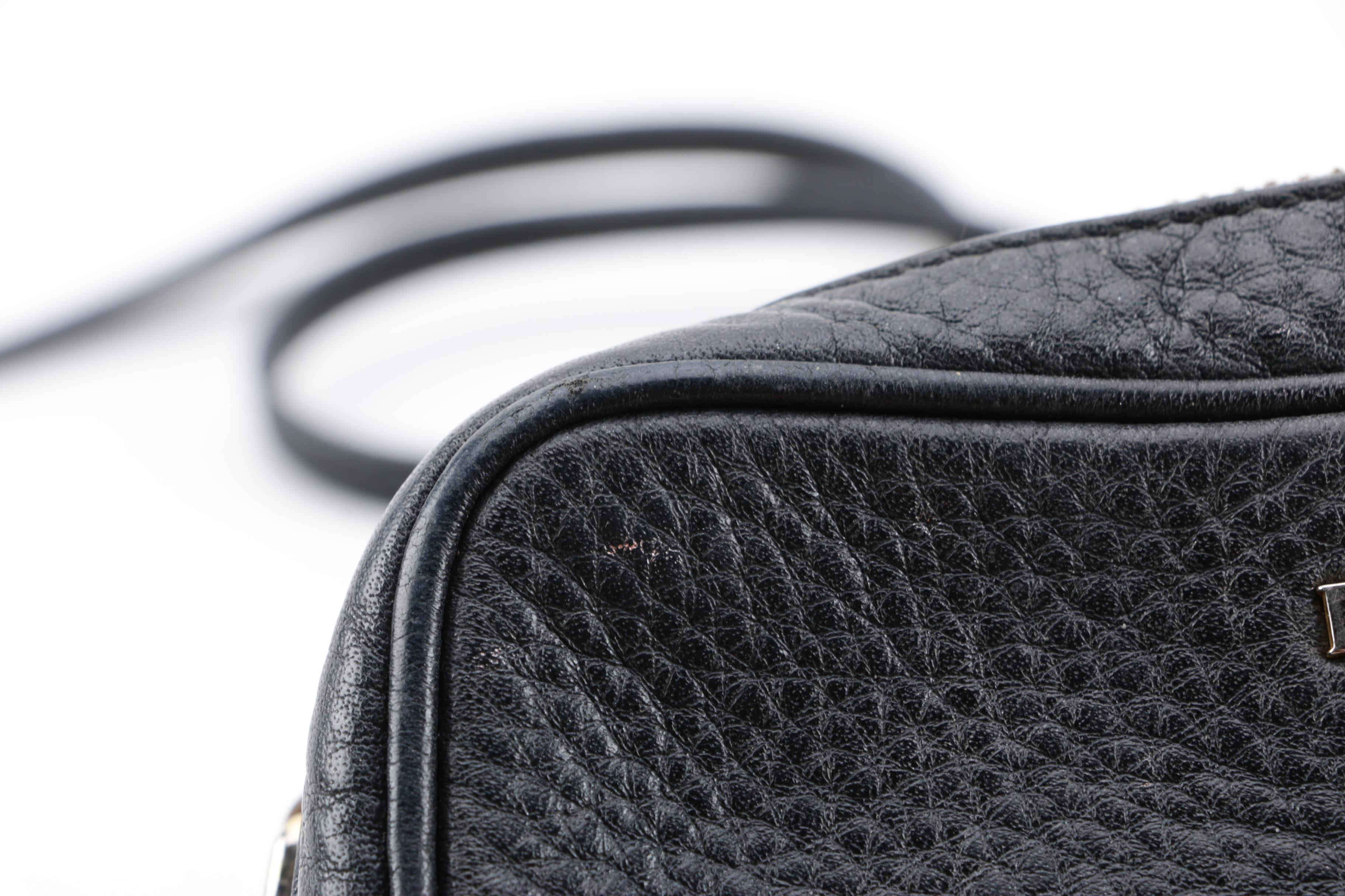 Prada Pebbled Black Leather Mini Crossbody Bag