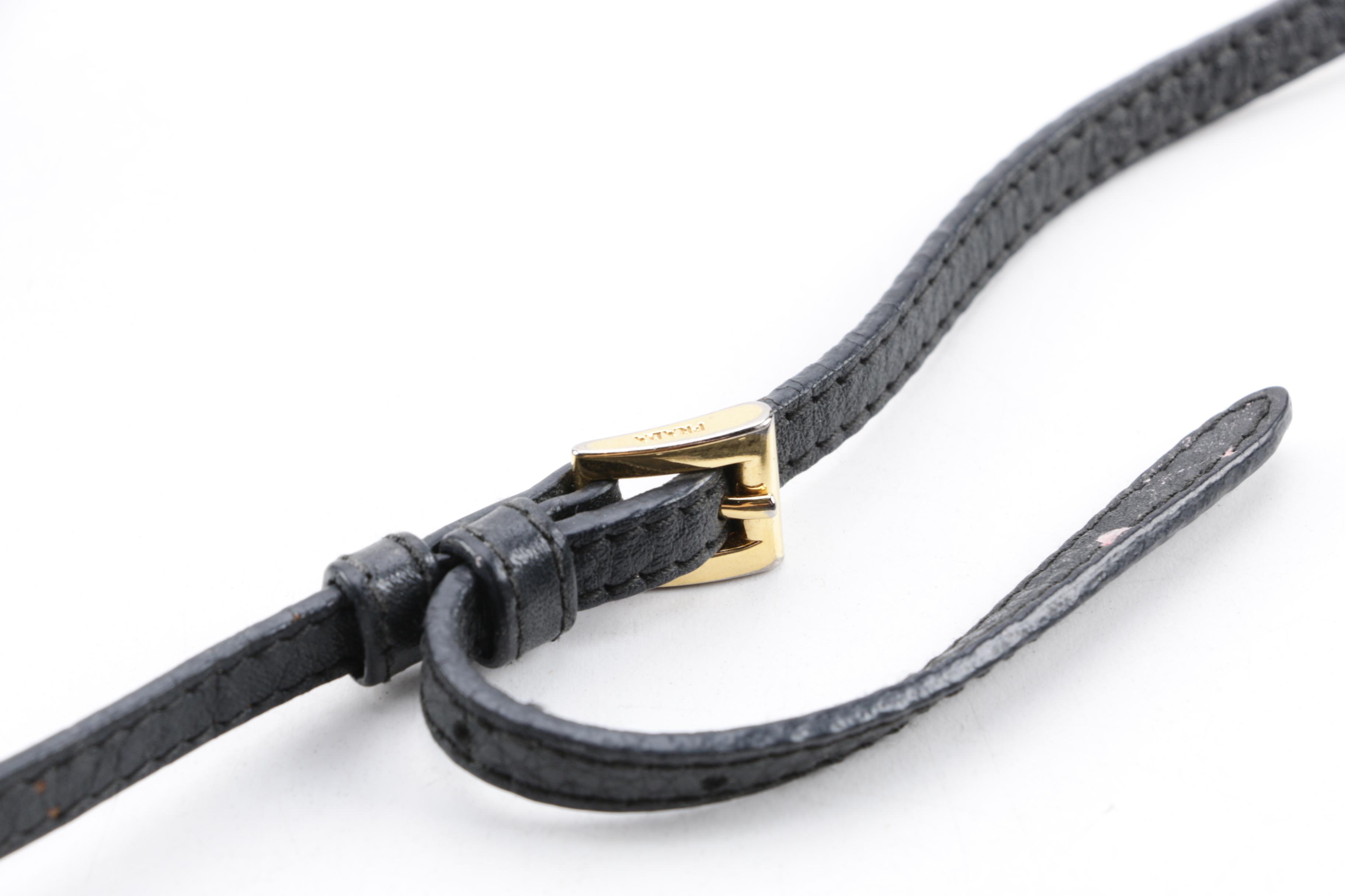 Prada Pebbled Black Leather Mini Crossbody Bag