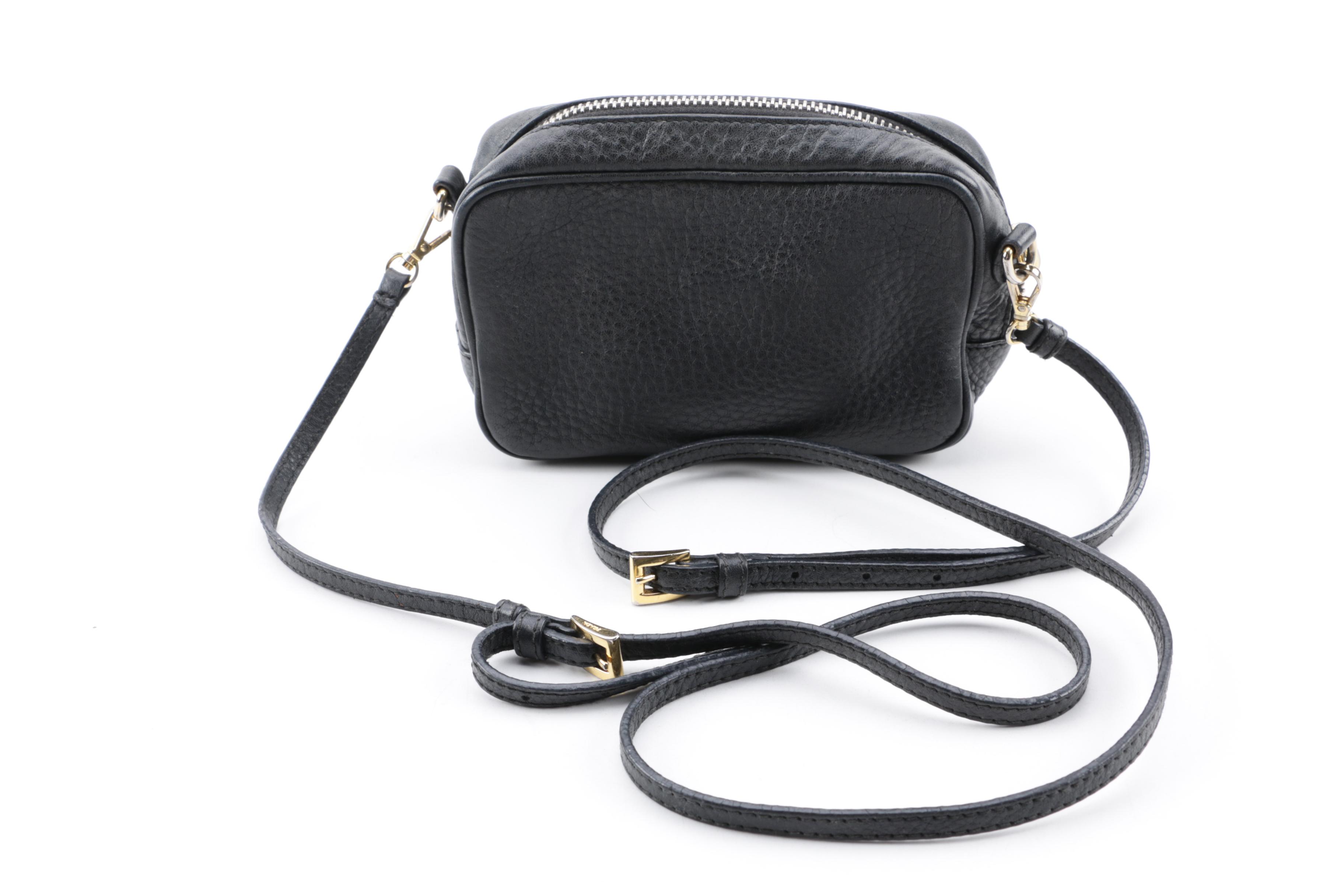 Prada Pebbled Black Leather Mini Crossbody Bag