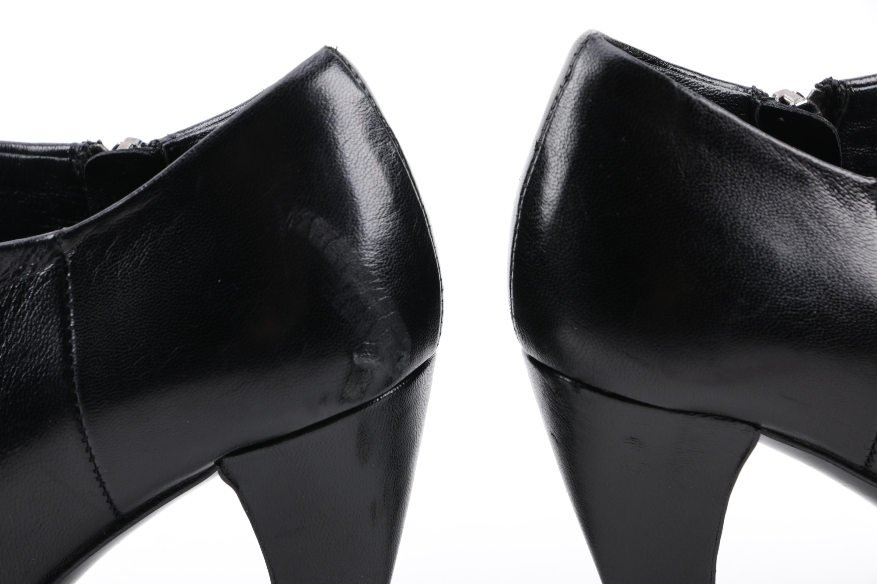 Women's Prada Calzature Donna Black Leather Pointed Toe Booties