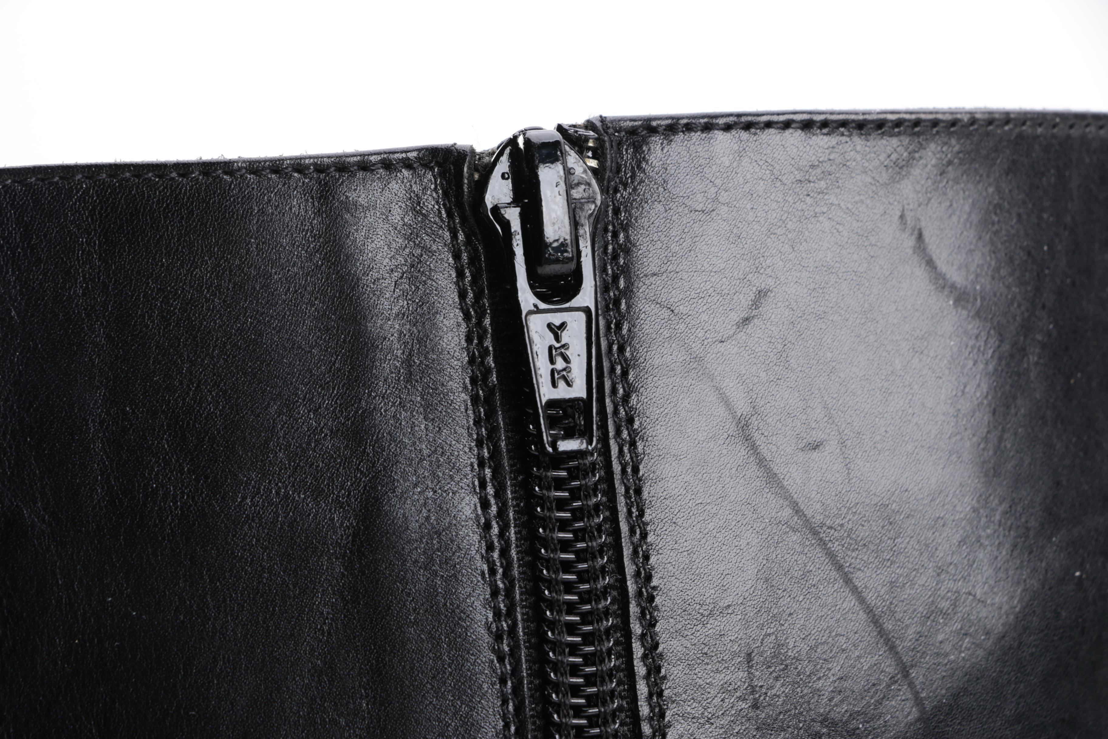 Women's Via Spiga Glame Black Leather Pointed Toe Heeled Tall Boots