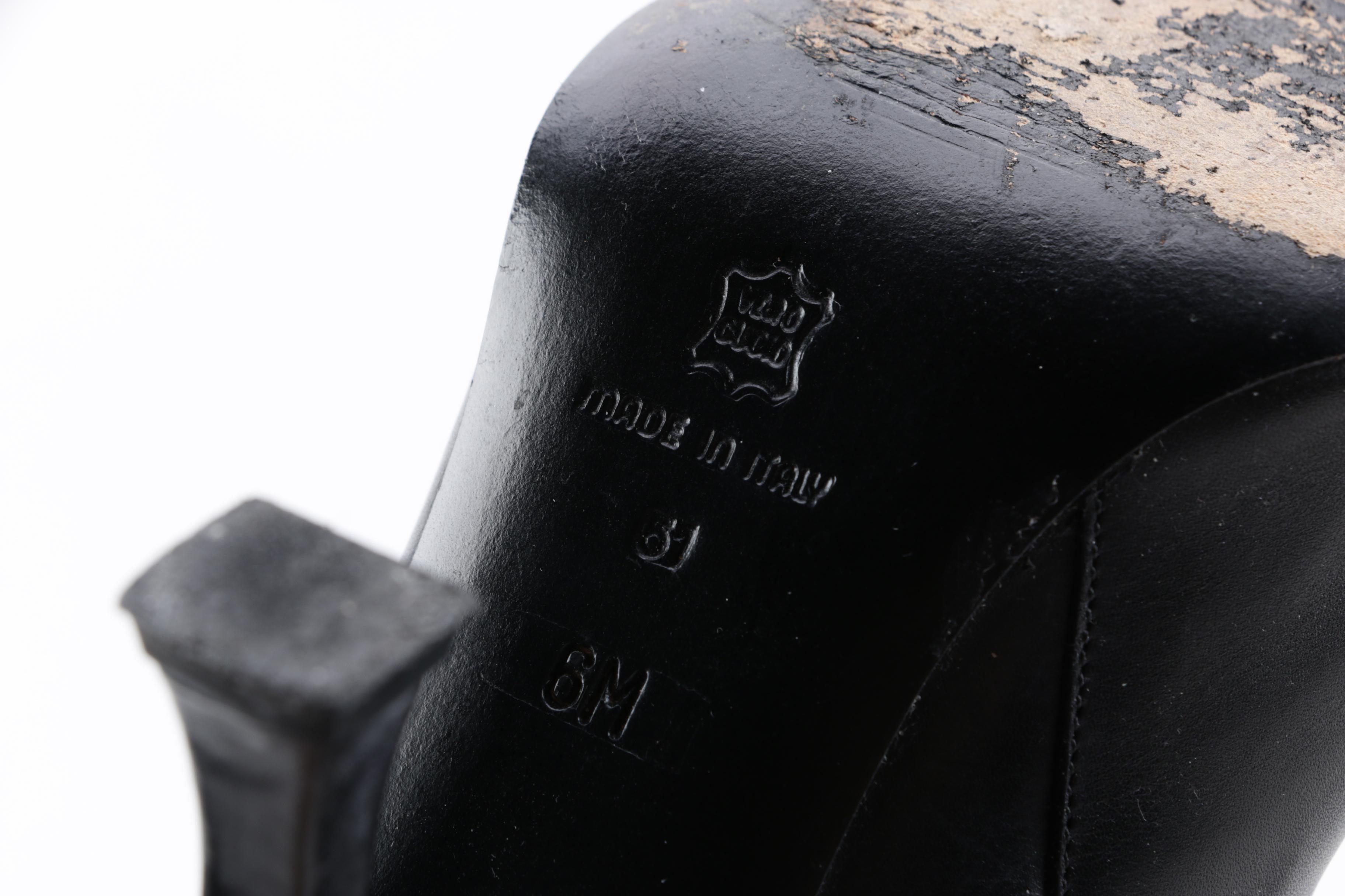 Women's Via Spiga Glame Black Leather Pointed Toe Heeled Tall Boots