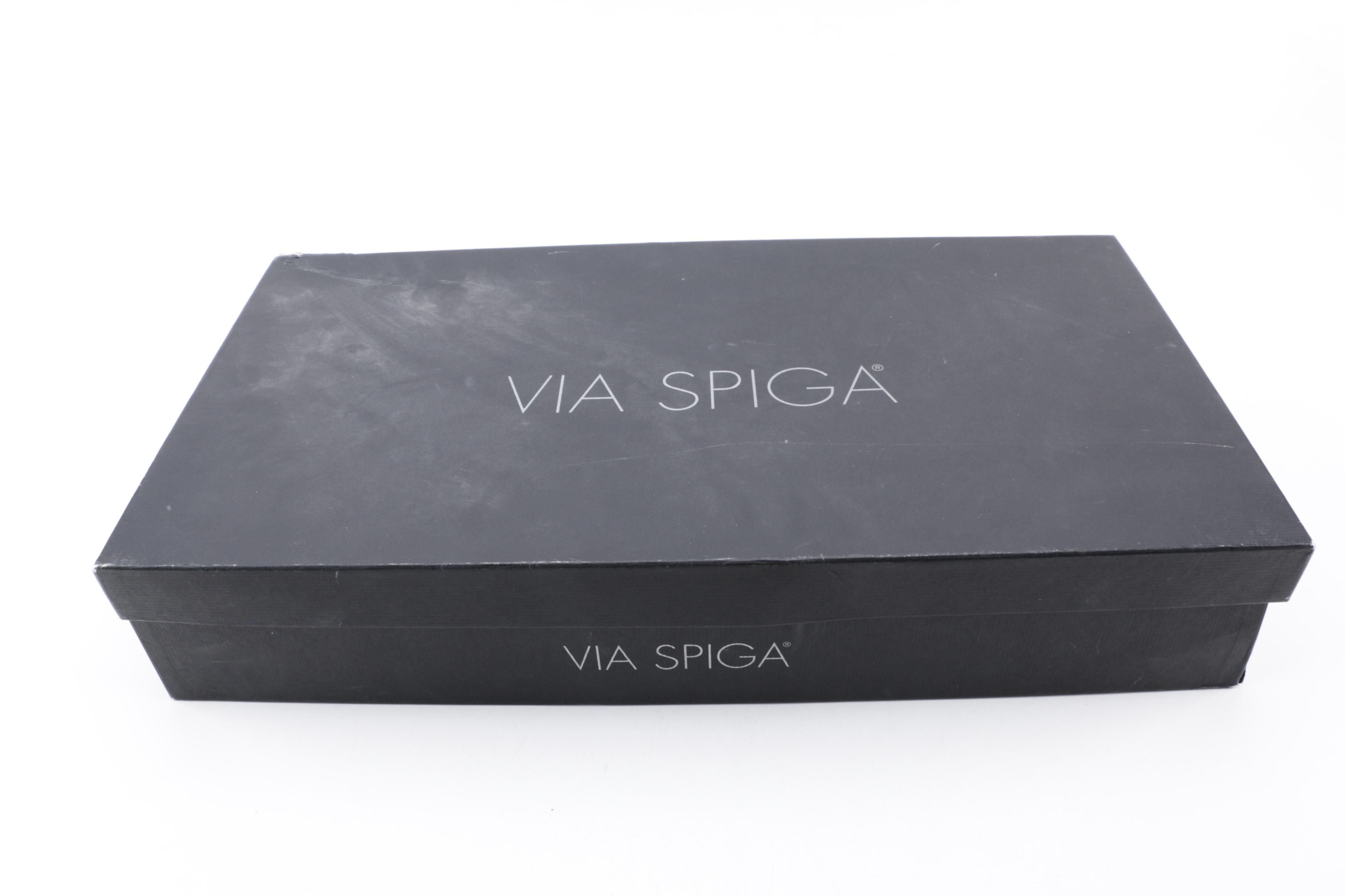 Women's Via Spiga Glame Black Leather Pointed Toe Heeled Tall Boots