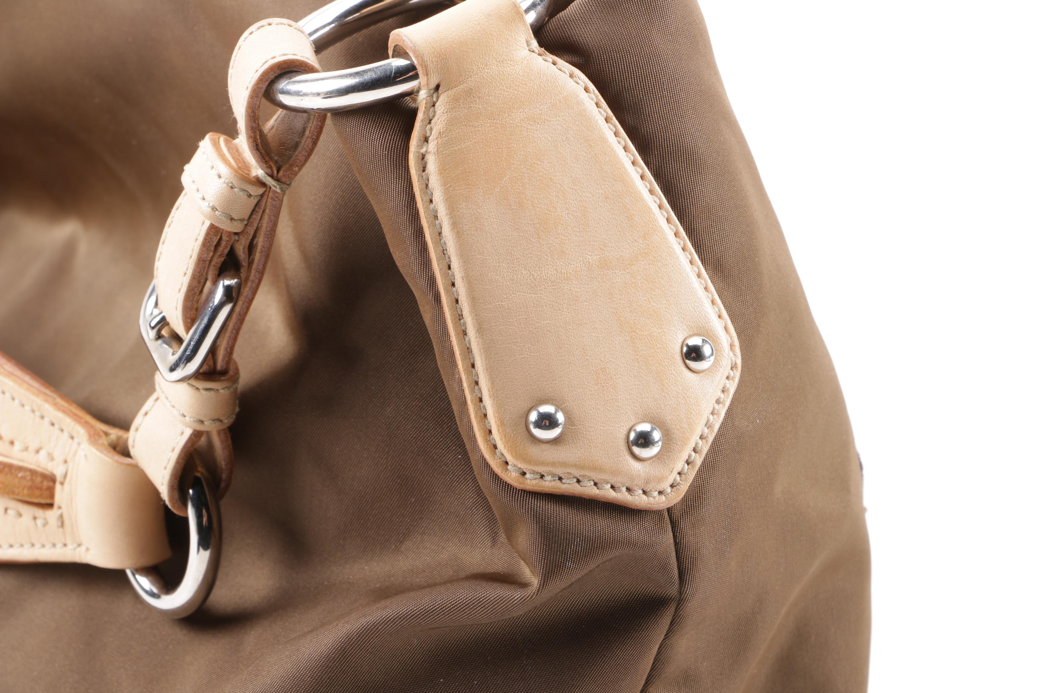 Prada Brown Nylon Logo Shoulder Bag