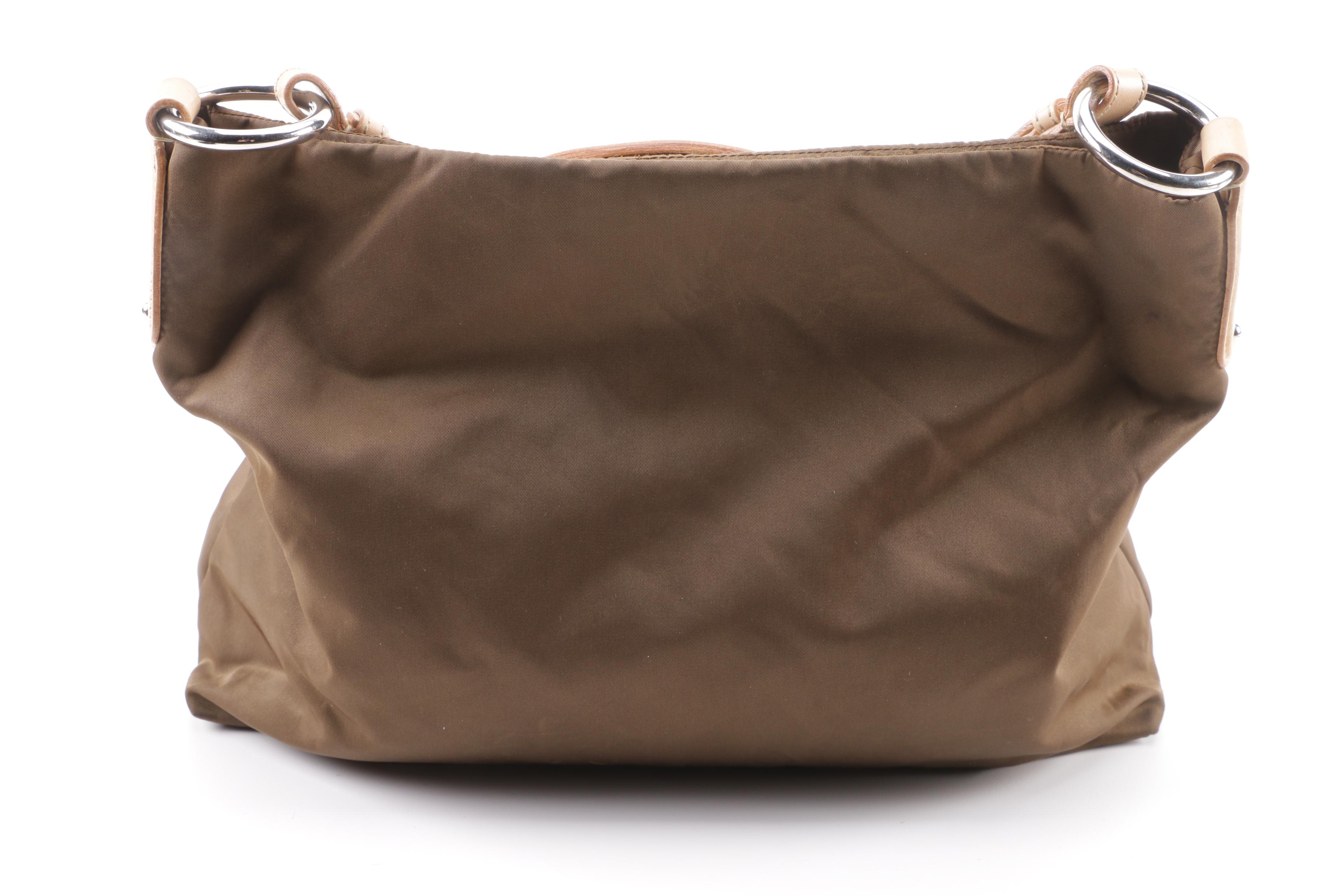 Prada Brown Nylon Logo Shoulder Bag