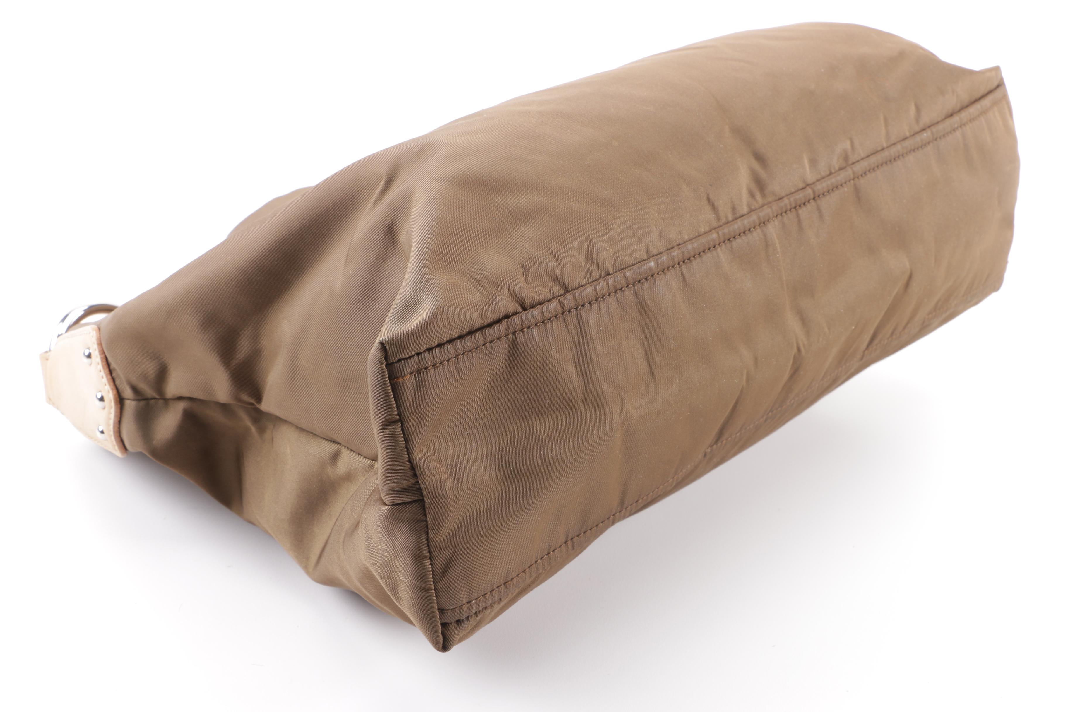 Prada Brown Nylon Logo Shoulder Bag