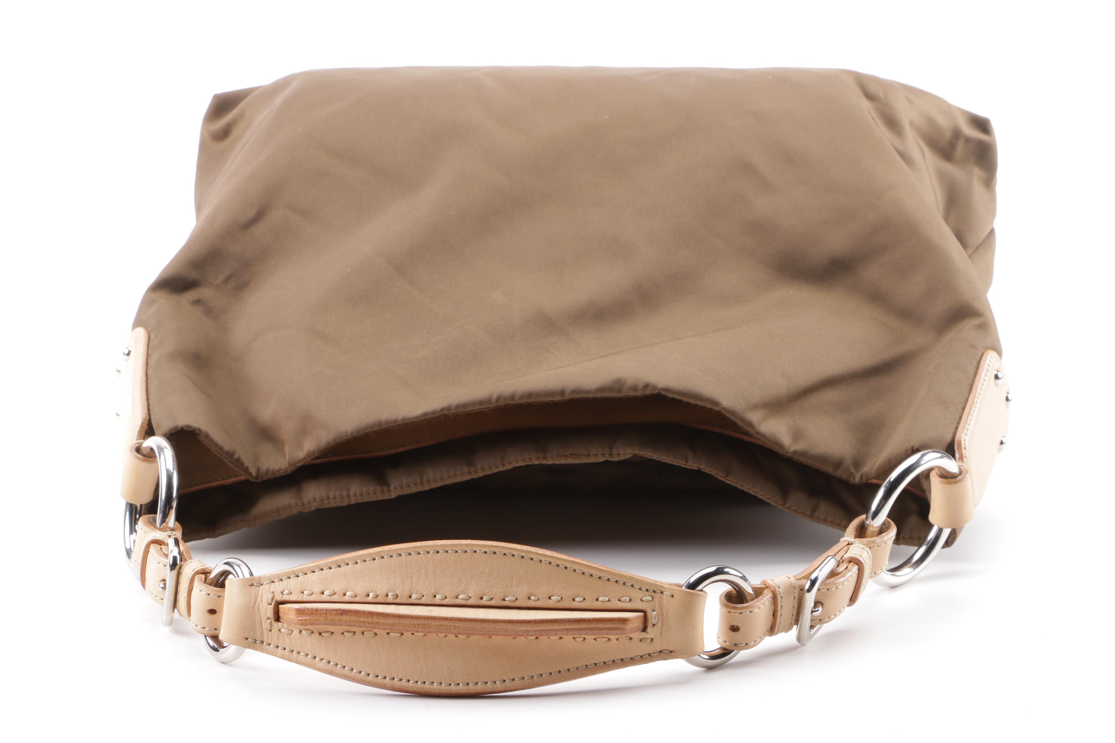 Prada Brown Nylon Logo Shoulder Bag