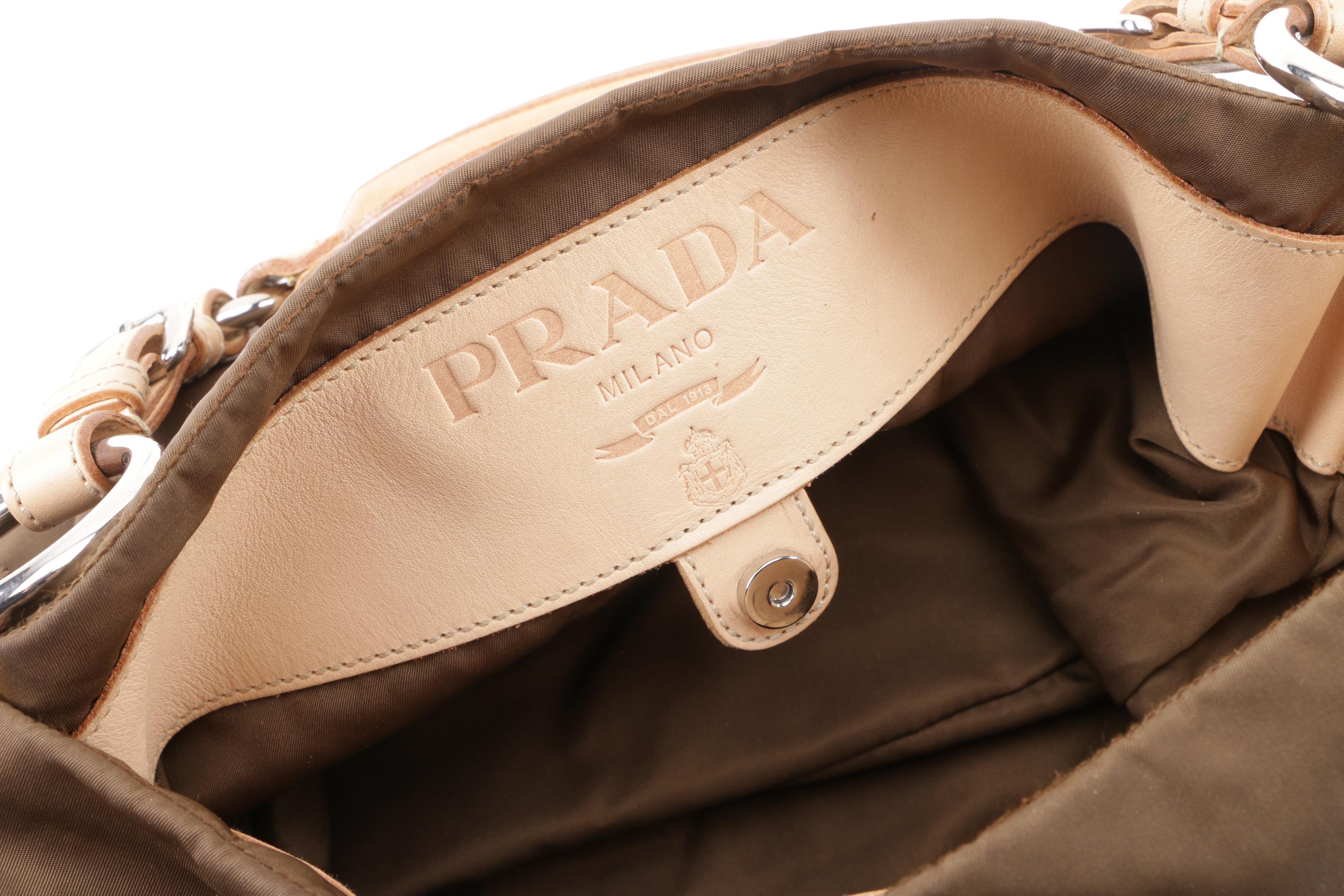 Prada Brown Nylon Logo Shoulder Bag